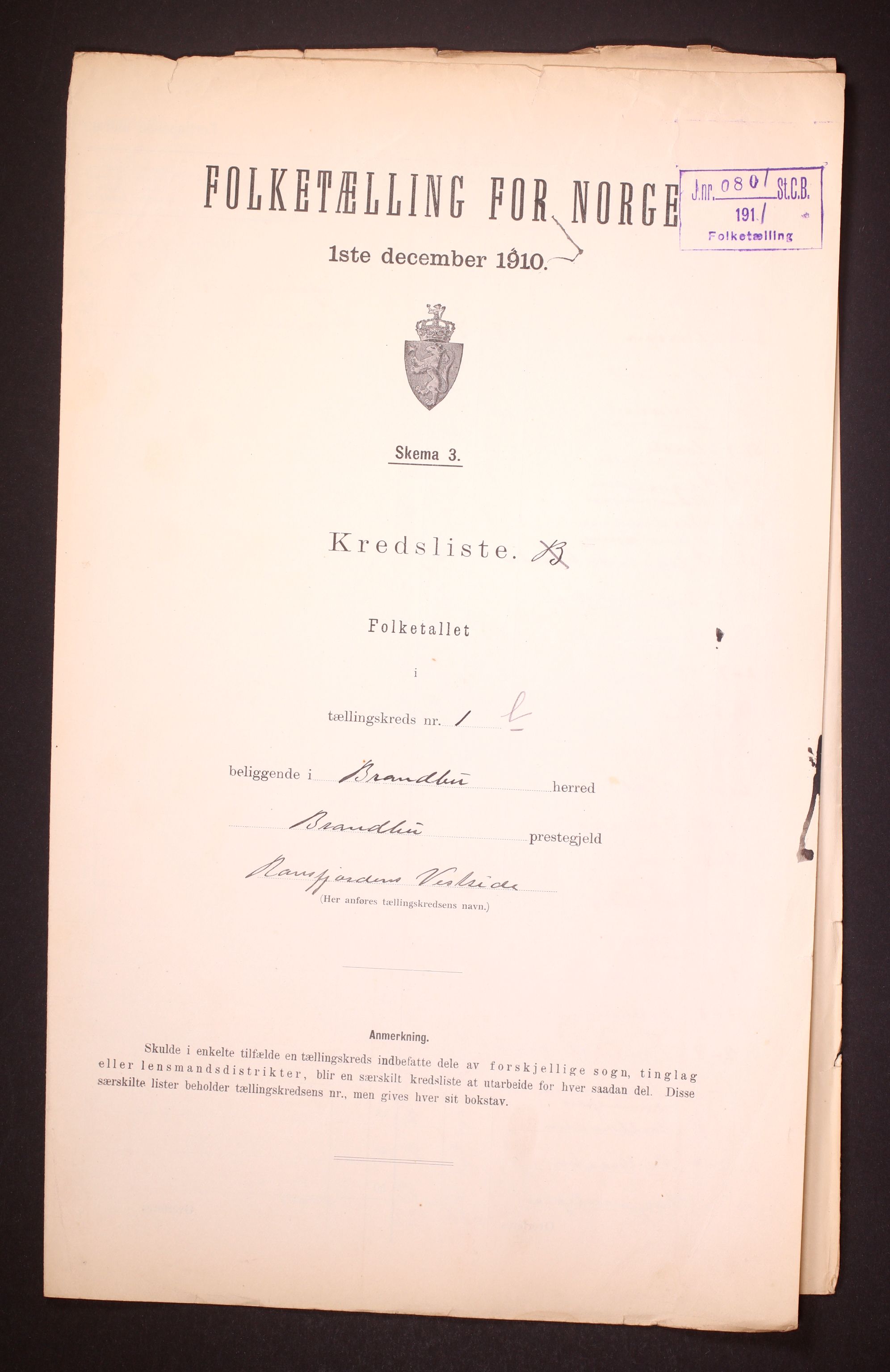 RA, 1910 census for Brandbu, 1910, p. 6