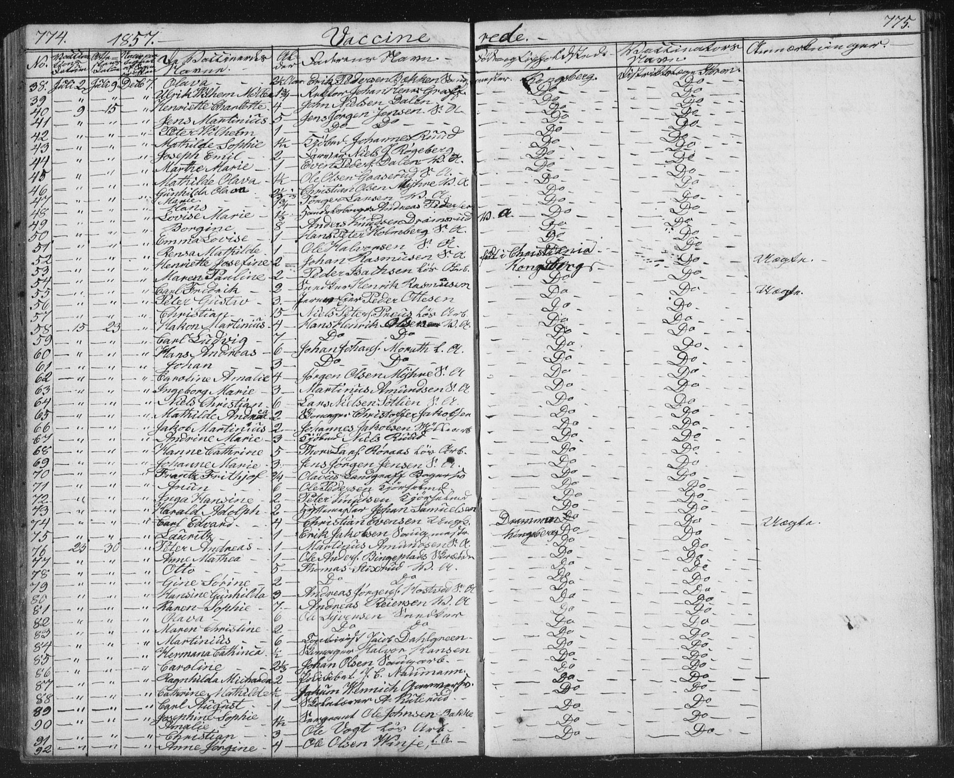 Kongsberg kirkebøker, SAKO/A-22/G/Ga/L0002: Parish register (copy) no. 2, 1839-1858, p. 774-775