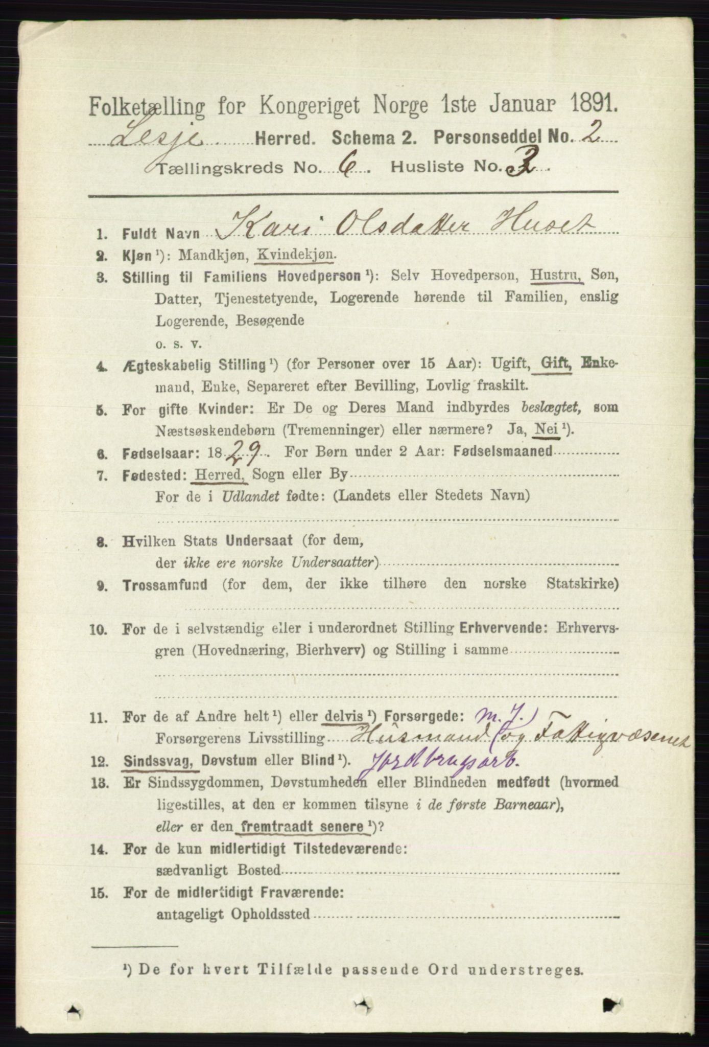 RA, 1891 census for 0512 Lesja, 1891, p. 2151