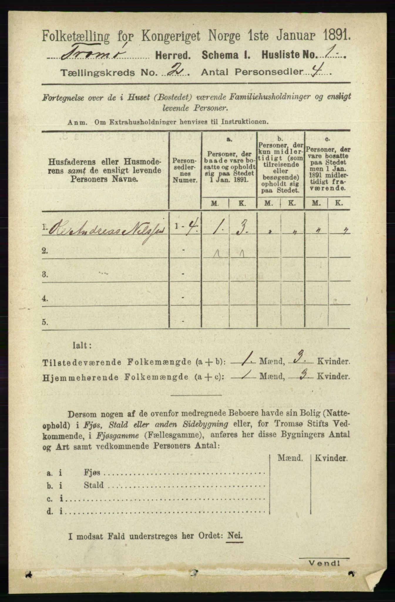 RA, 1891 census for 0921 Tromøy, 1891, p. 409