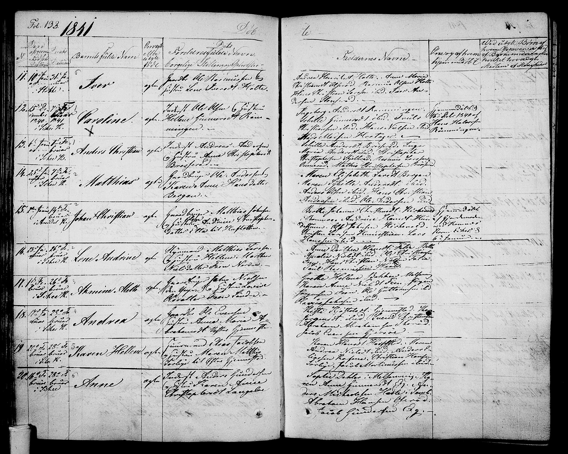 Stokke kirkebøker, AV/SAKO-A-320/F/Fa/L0006: Parish register (official) no. I 6, 1826-1843, p. 133