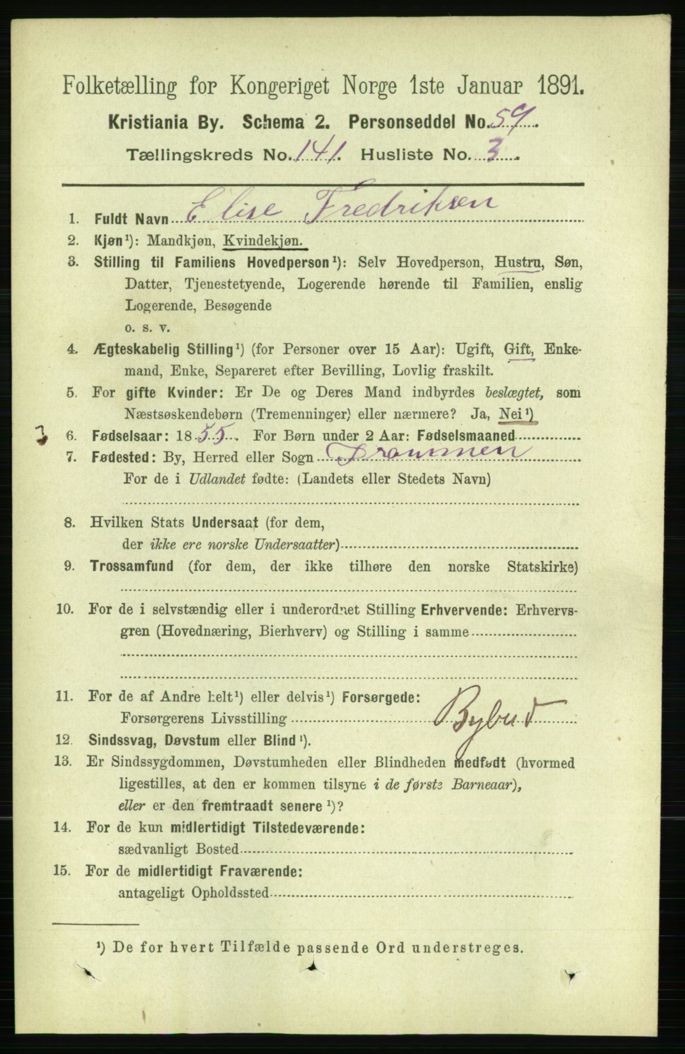 RA, 1891 census for 0301 Kristiania, 1891, p. 78138