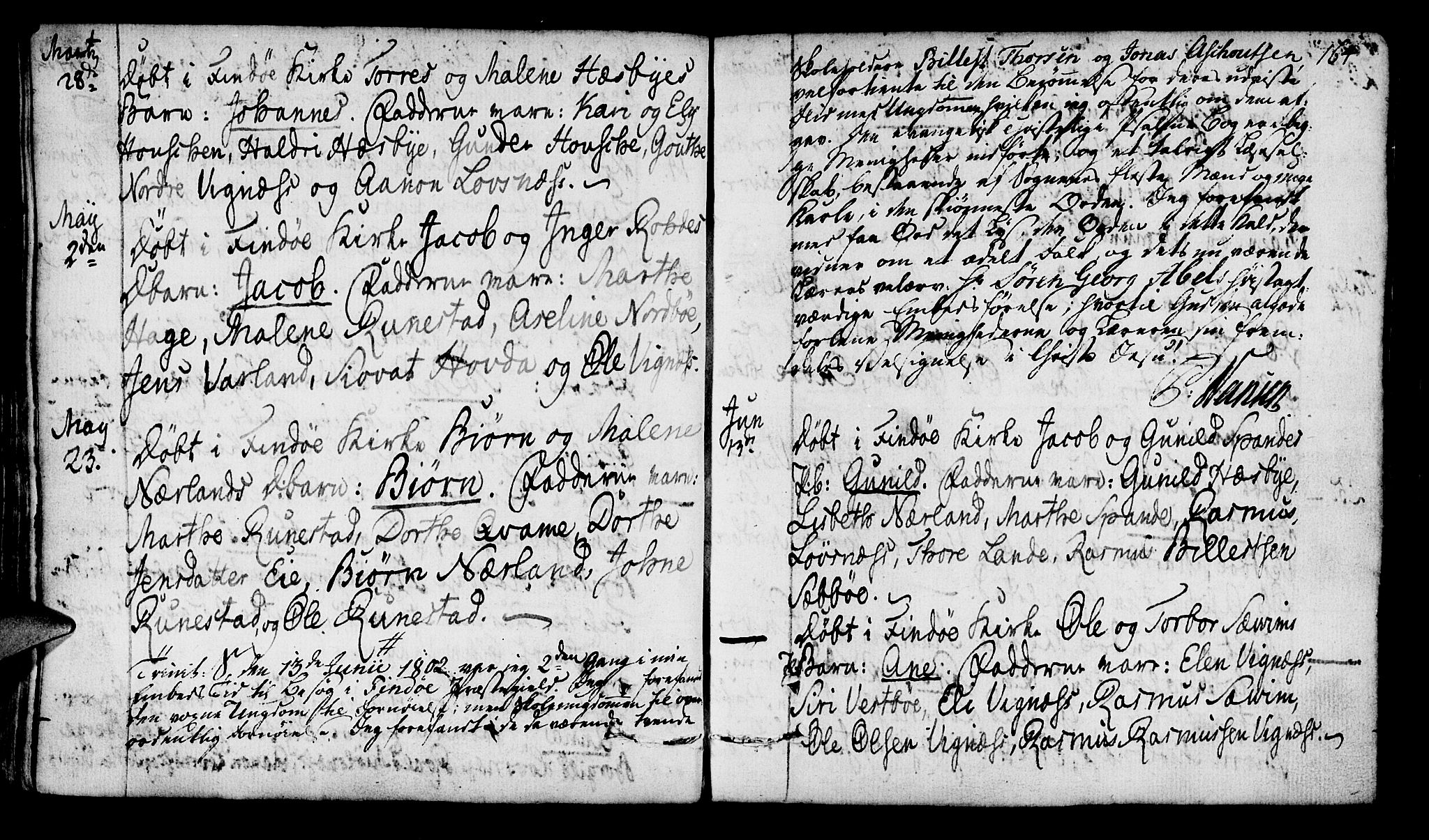 Finnøy sokneprestkontor, SAST/A-101825/H/Ha/Haa/L0005: Parish register (official) no. A 5, 1773-1816, p. 164