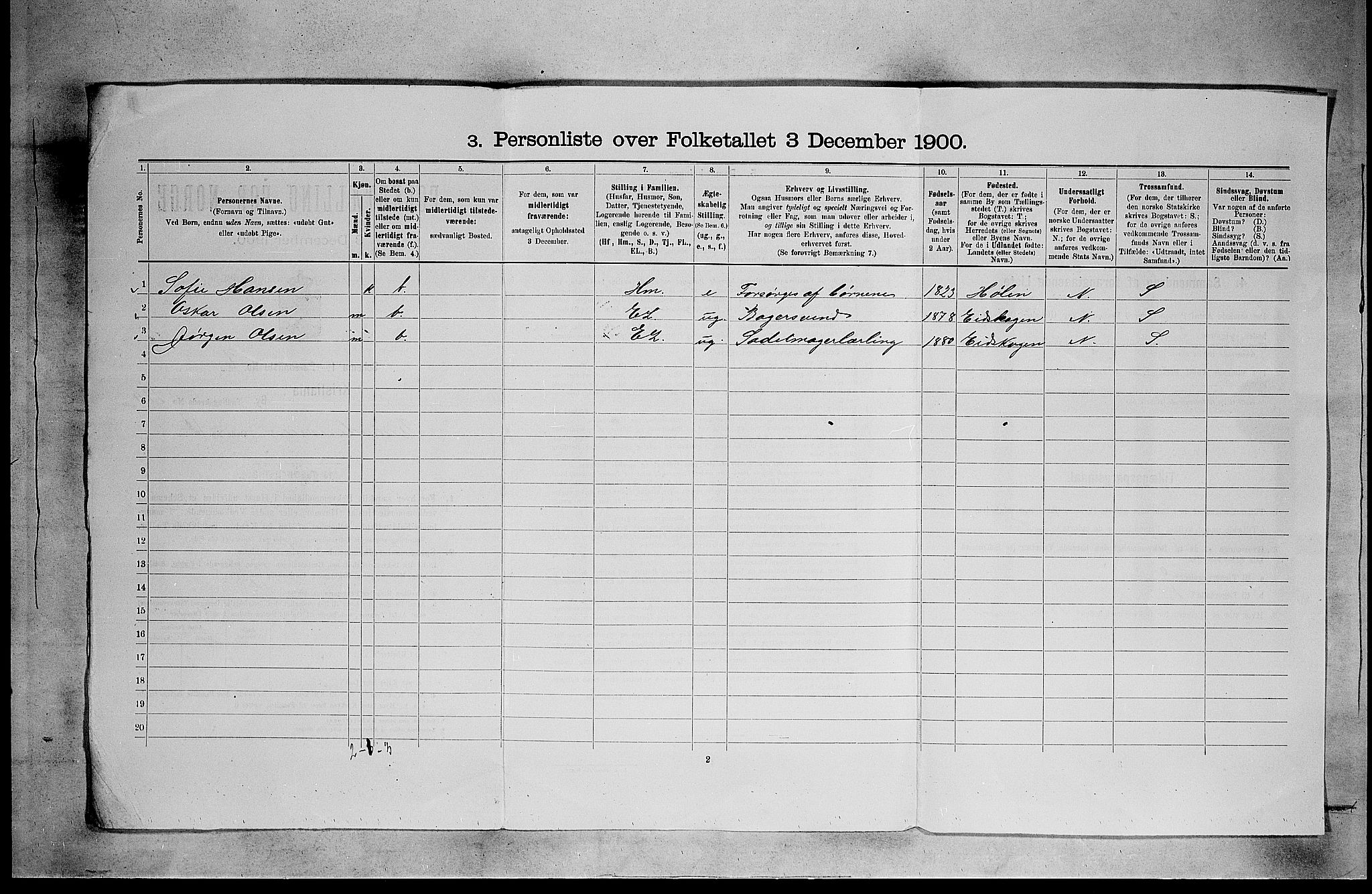 SAO, 1900 census for Kristiania, 1900, p. 9481