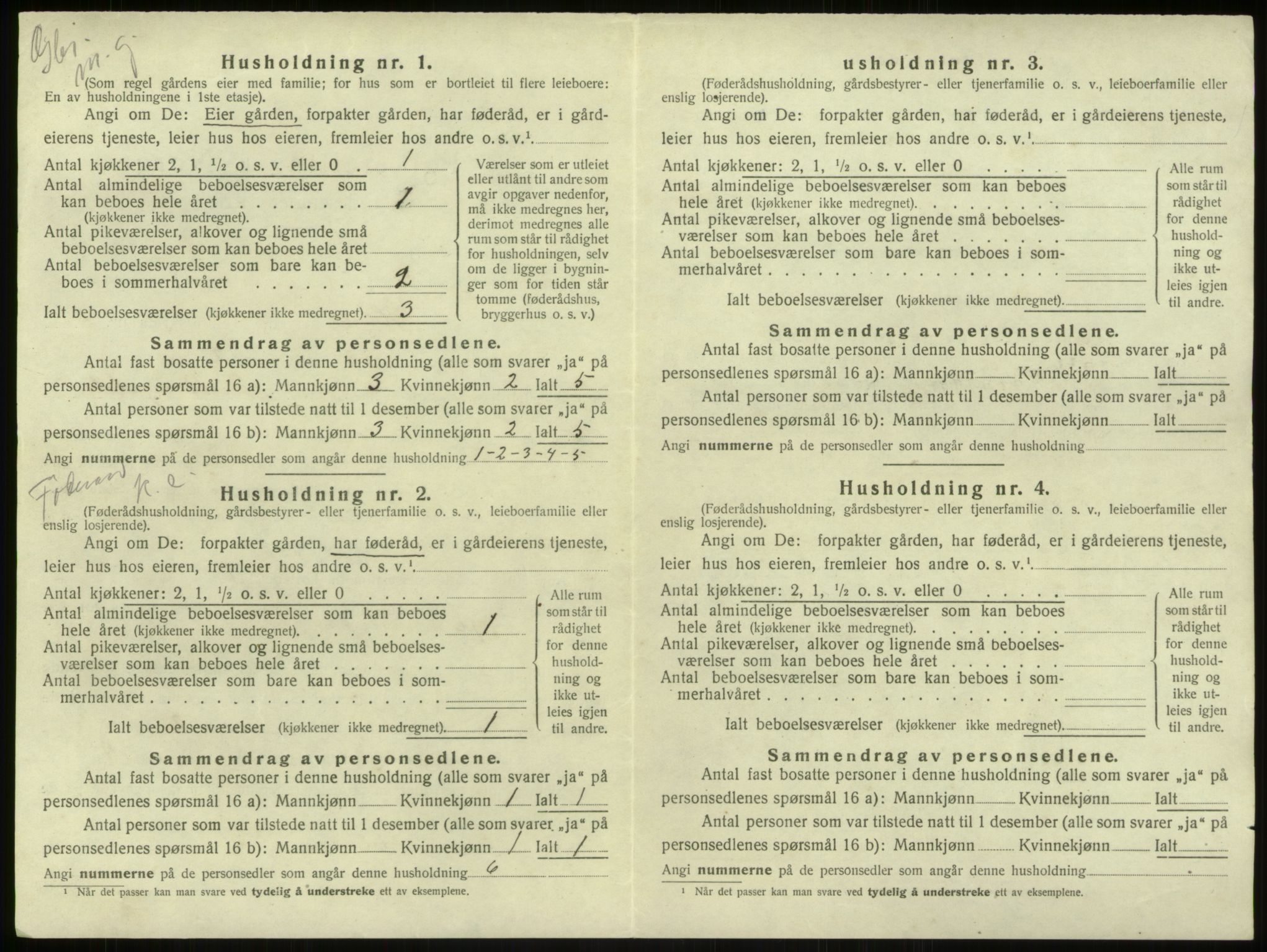 SAB, 1920 census for Haus, 1920, p. 119