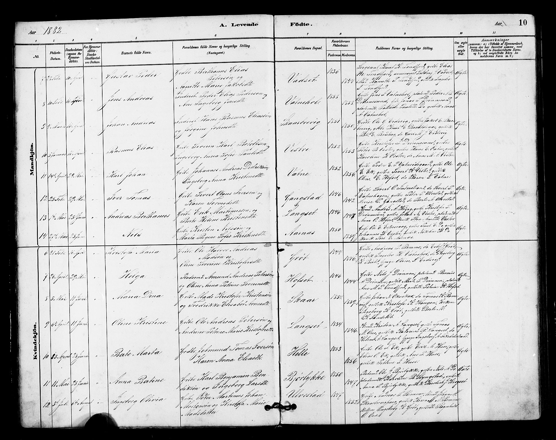 Ministerialprotokoller, klokkerbøker og fødselsregistre - Møre og Romsdal, AV/SAT-A-1454/525/L0376: Parish register (copy) no. 525C02, 1880-1902, p. 10