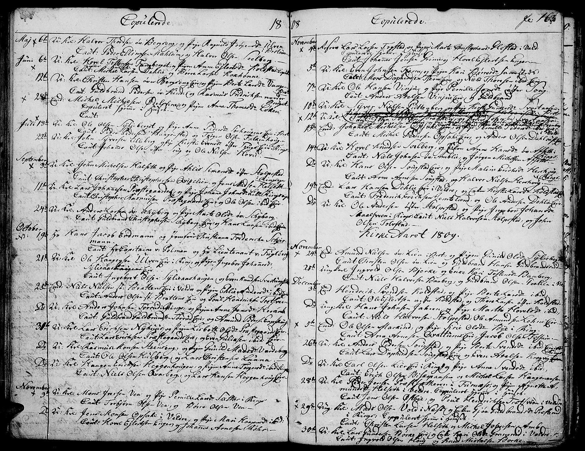 Ringsaker prestekontor, SAH/PREST-014/K/Ka/L0004: Parish register (official) no. 4, 1799-1814, p. 163