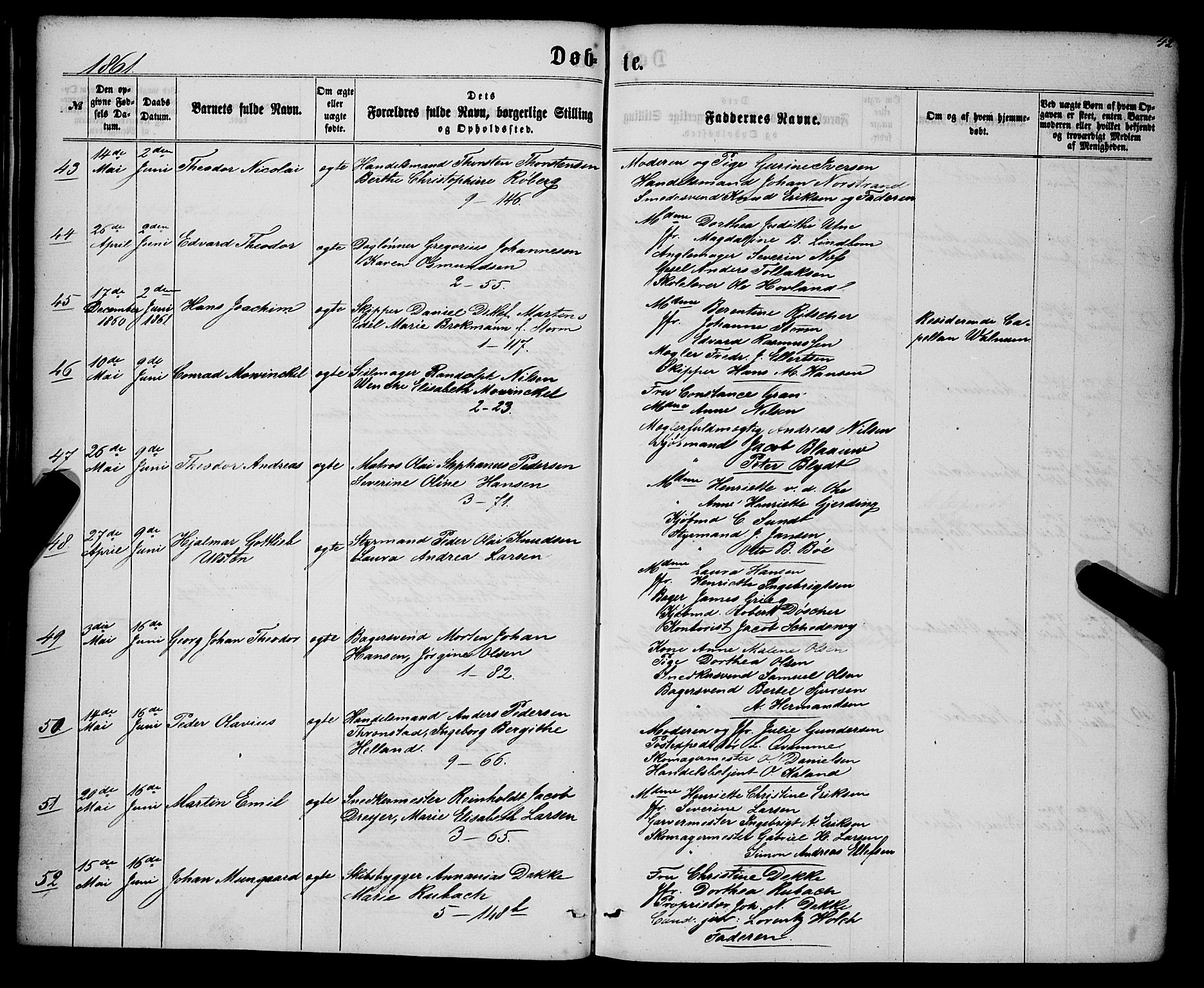 Nykirken Sokneprestembete, SAB/A-77101/H/Haa/L0015: Parish register (official) no. B 2, 1858-1869, p. 42