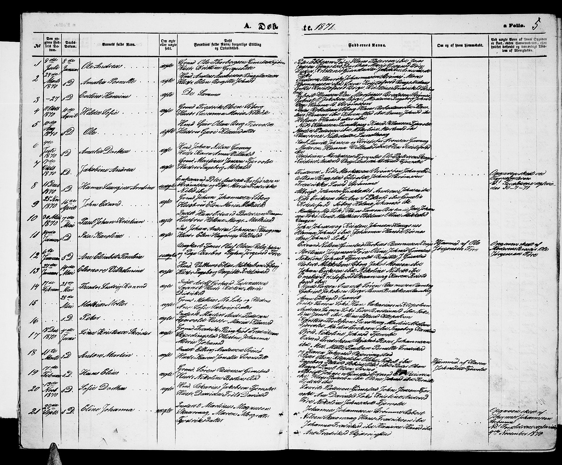 Ministerialprotokoller, klokkerbøker og fødselsregistre - Nordland, AV/SAT-A-1459/891/L1314: Parish register (copy) no. 891C03, 1870-1885, p. 5