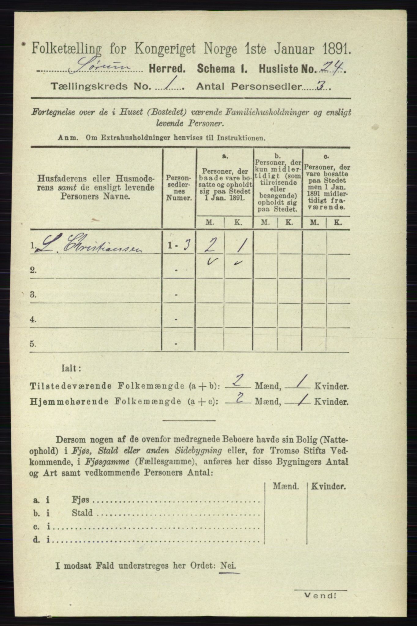 RA, 1891 census for 0226 Sørum, 1891, p. 43