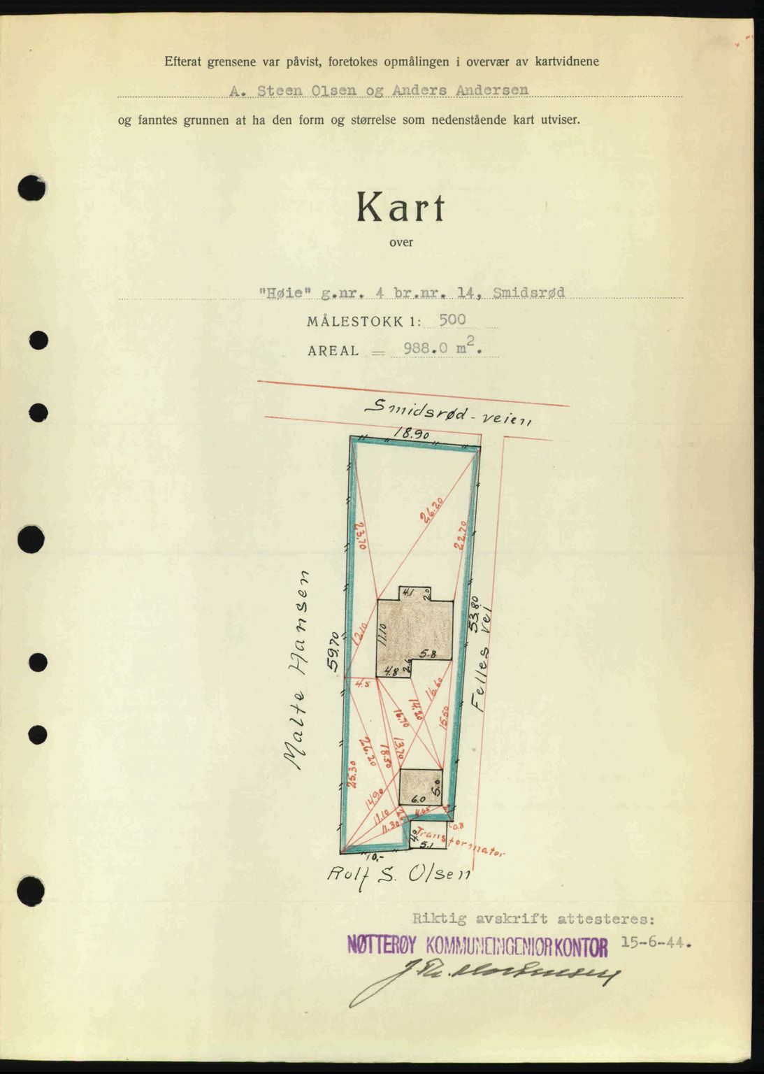 Tønsberg sorenskriveri, AV/SAKO-A-130/G/Ga/Gaa/L0015: Mortgage book no. A15, 1944-1944, Diary no: : 1355/1944