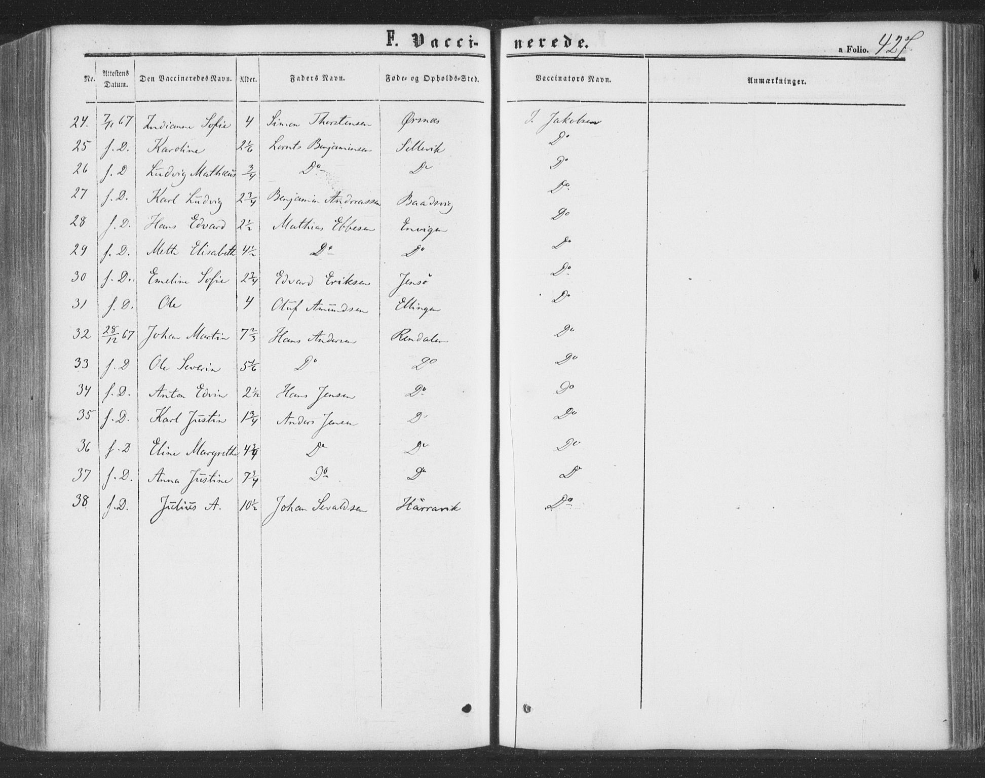 Ministerialprotokoller, klokkerbøker og fødselsregistre - Nord-Trøndelag, AV/SAT-A-1458/773/L0615: Parish register (official) no. 773A06, 1857-1870, p. 427