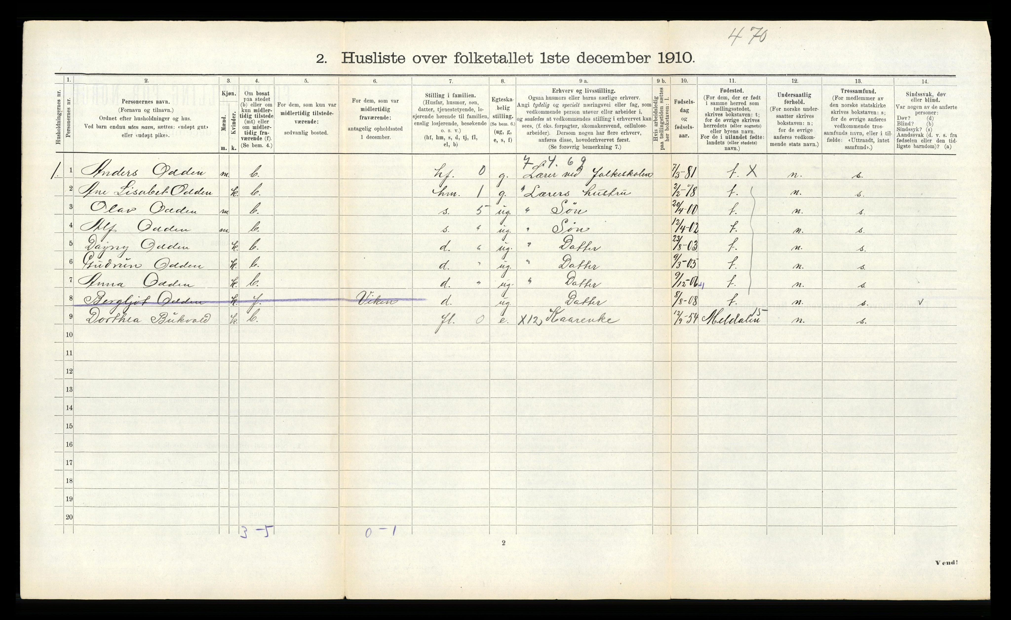 RA, 1910 census for Røros, 1910, p. 208