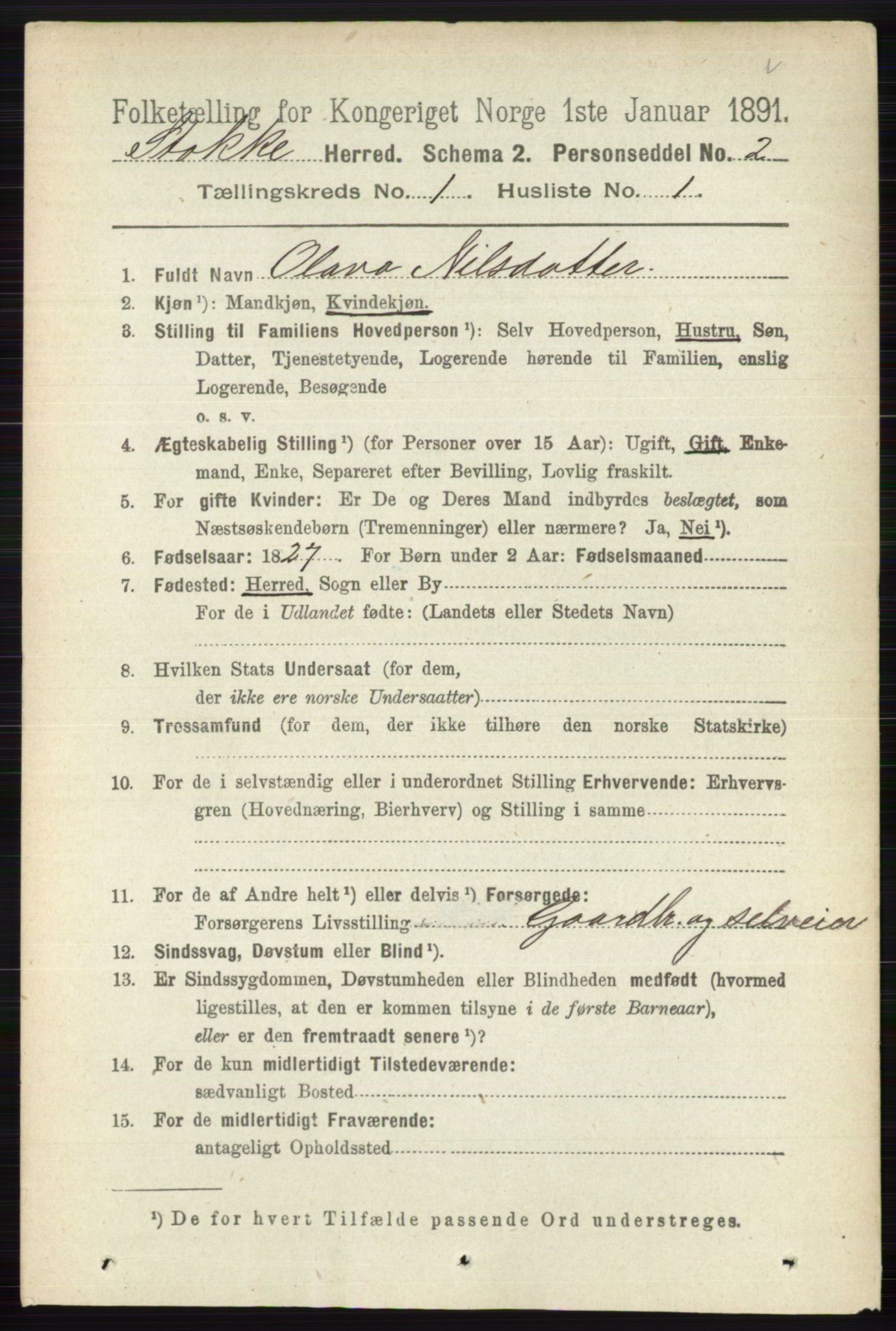 RA, 1891 census for 0720 Stokke, 1891, p. 162