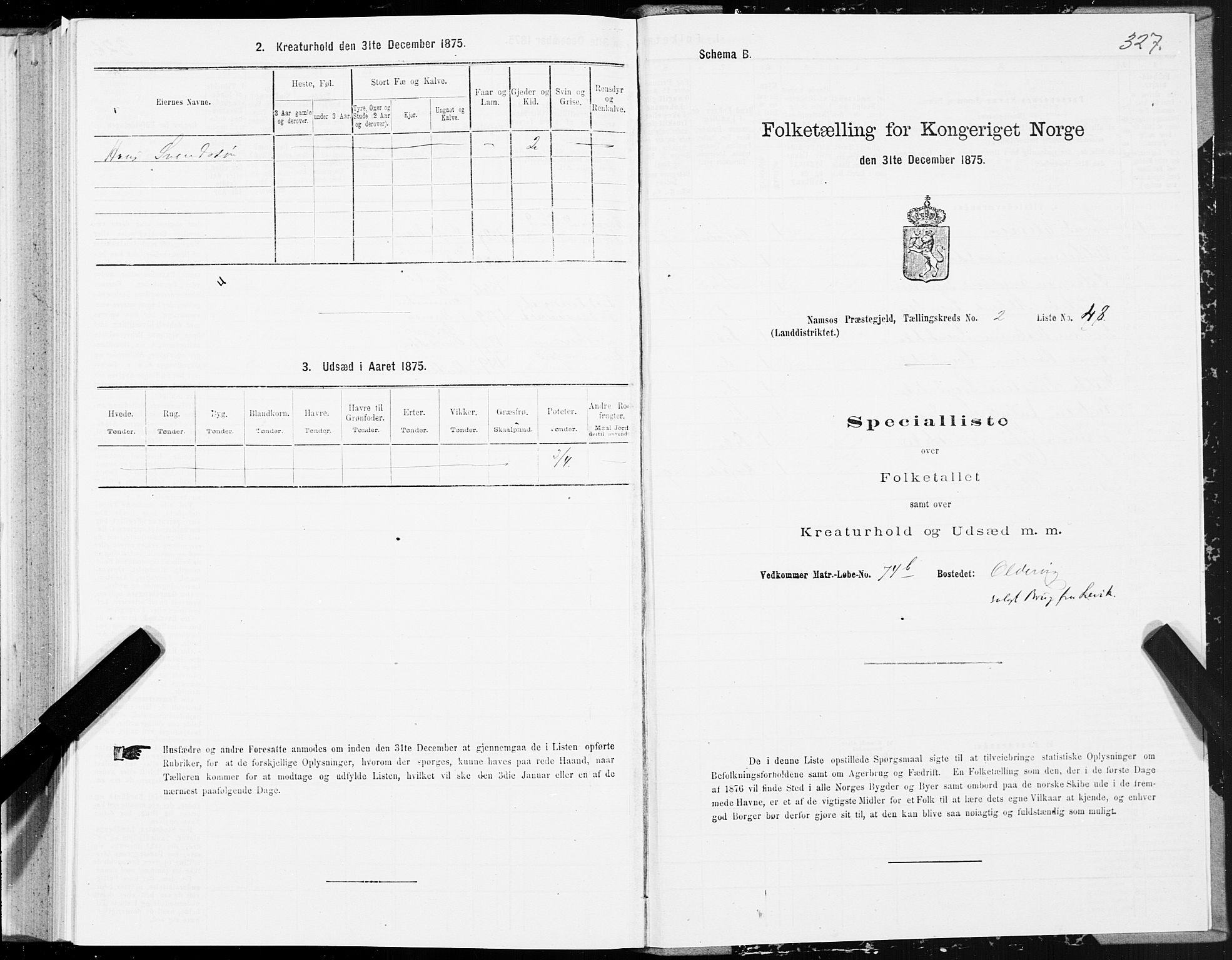 SAT, 1875 census for 1745L Namsos/Vemundvik og Sævik, 1875, p. 2327