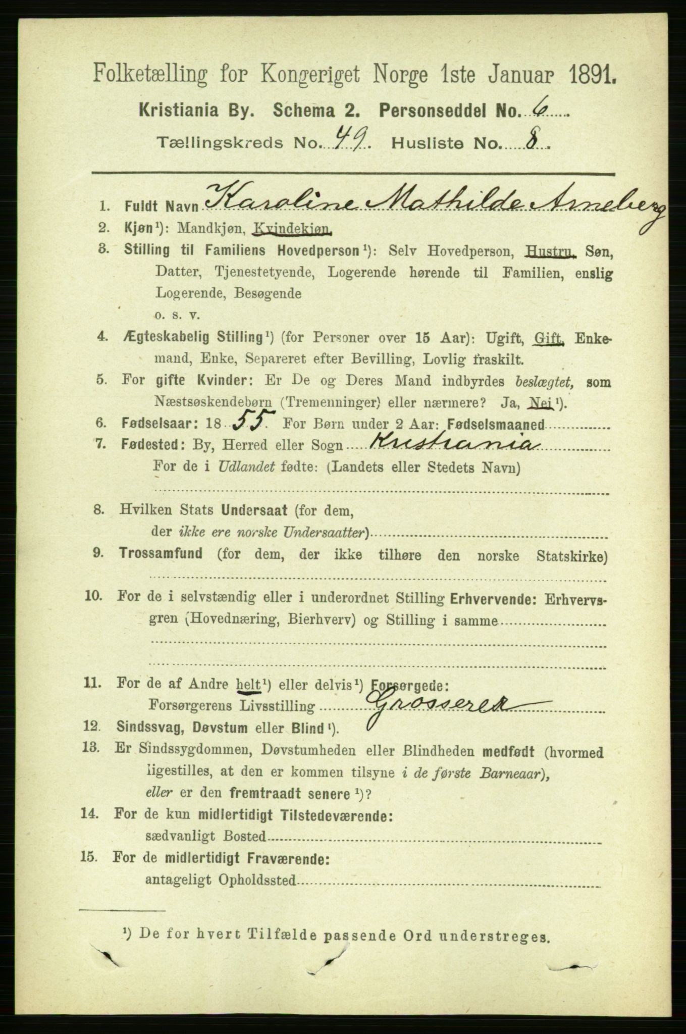 RA, 1891 census for 0301 Kristiania, 1891, p. 28647