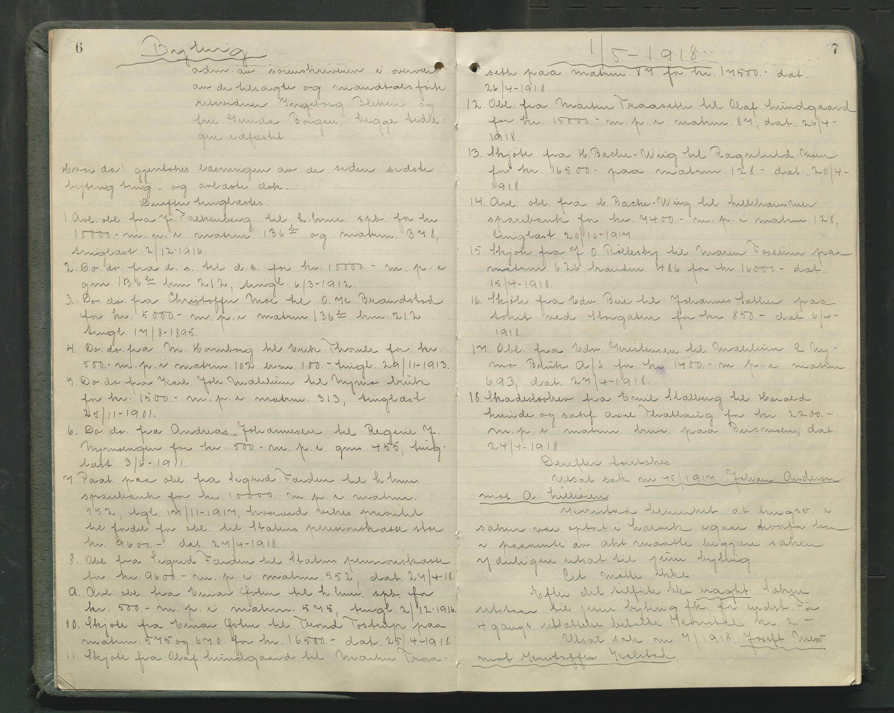 Sør-Gudbrandsdal tingrett, AV/SAH-TING-004/G/Gb/Gbb/L0003: Tingbok for Lillehammer by, 1918-1922, p. 6-7