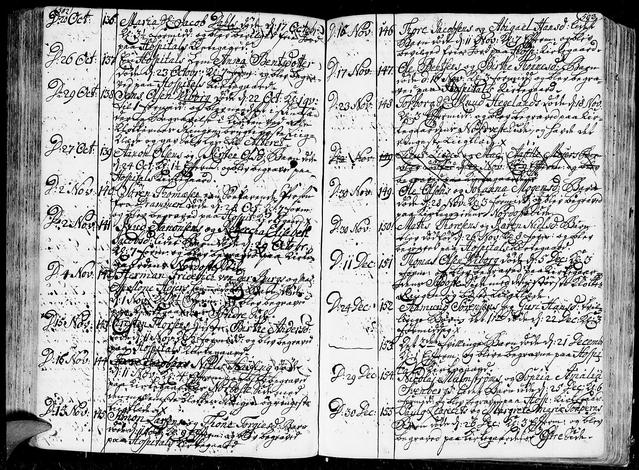 Kristiansand domprosti, AV/SAK-1112-0006/F/Fa/L0001: Parish register (official) no. A 1, 1734-1793, p. 502-503