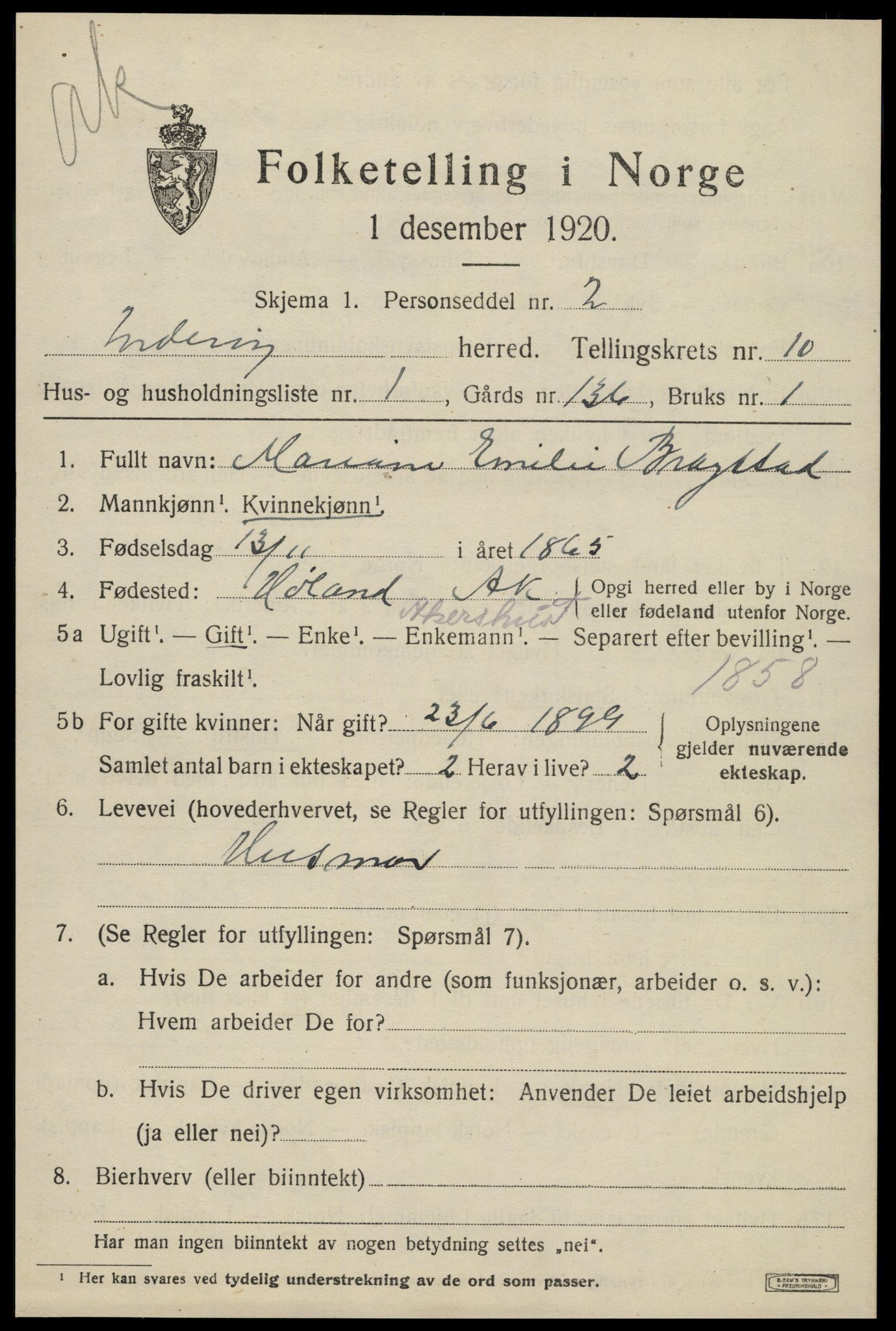 SAT, 1920 census for Inderøy, 1920, p. 6621