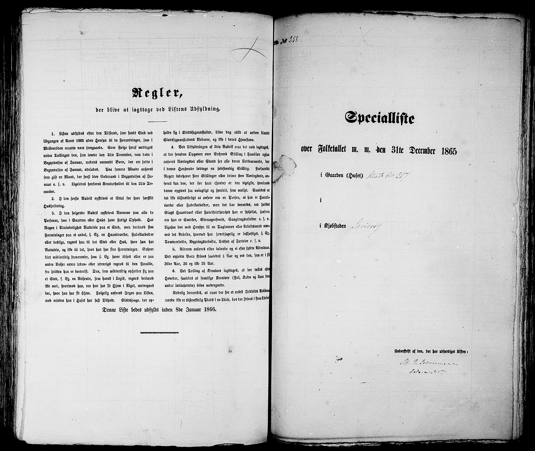 RA, 1865 census for Larvik, 1865, p. 534