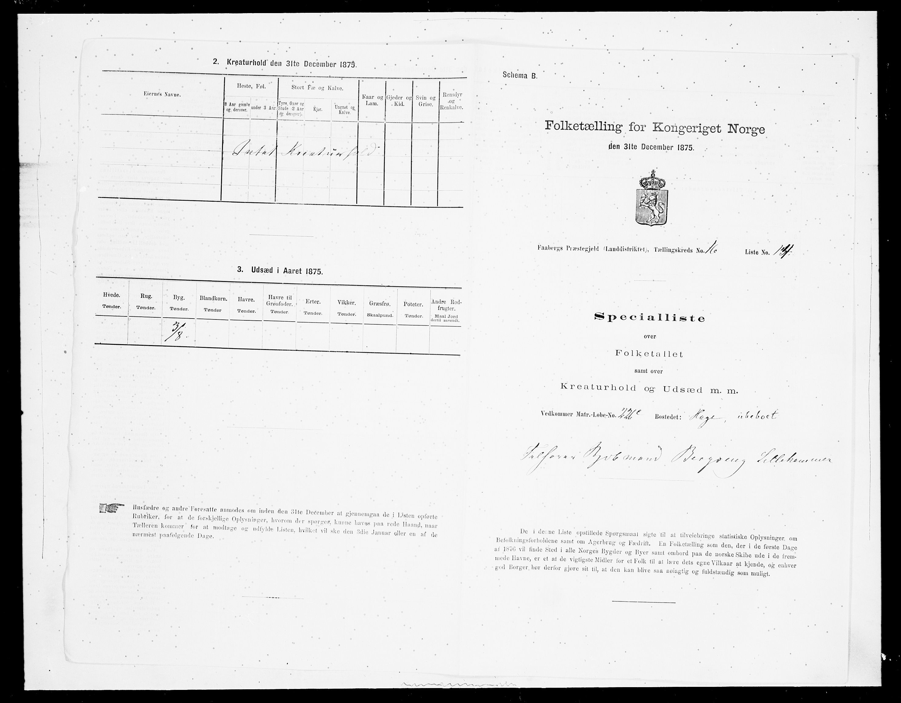 SAH, 1875 census for 0524L Fåberg/Fåberg og Lillehammer, 1875, p. 1943