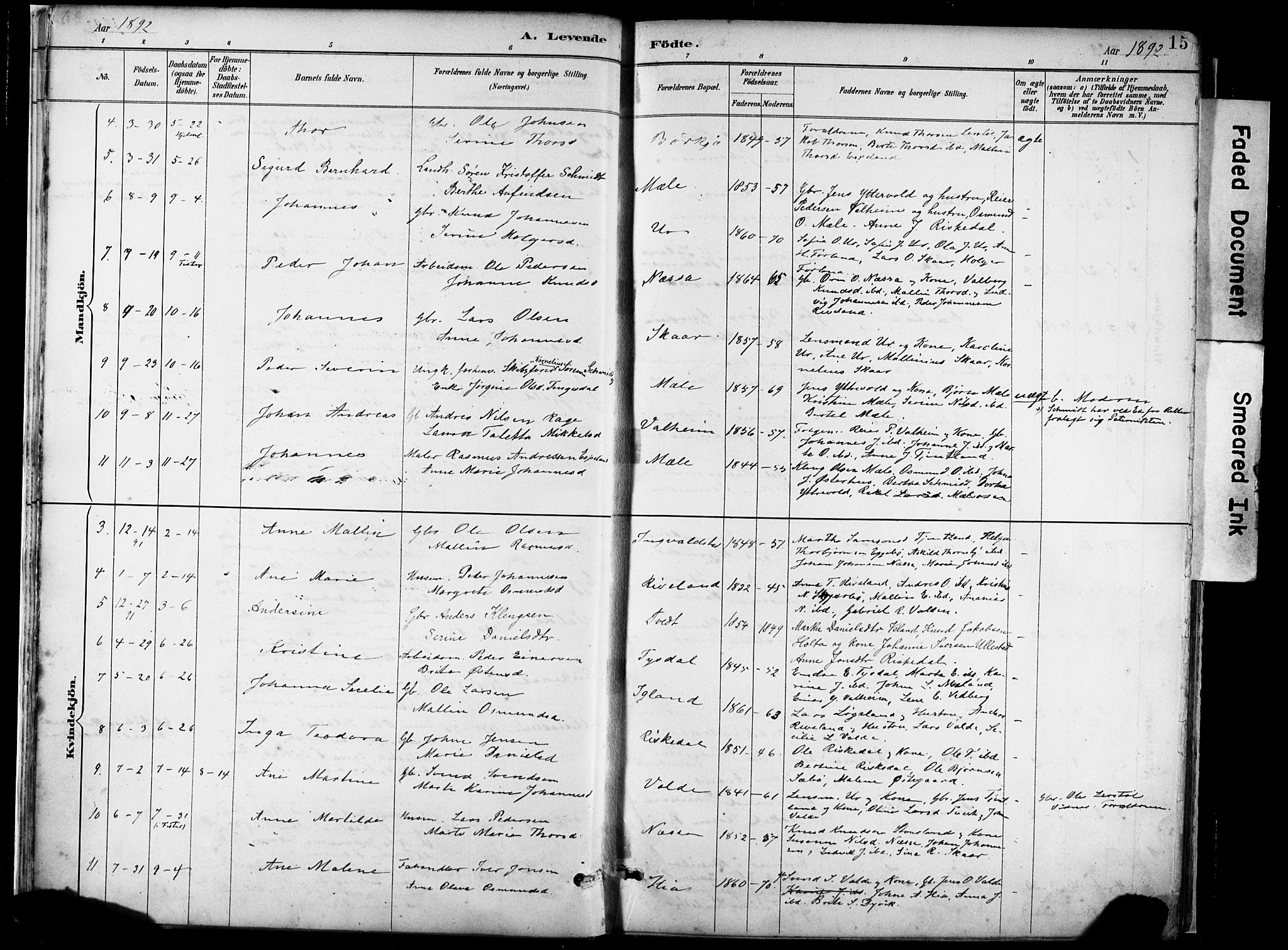 Hjelmeland sokneprestkontor, AV/SAST-A-101843/02/A/L0001: Parish register (official) no. A 16, 1887-1926, p. 15