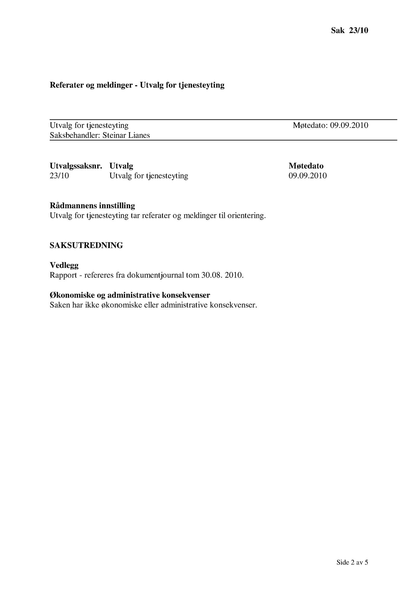 Klæbu Kommune, TRKO/KK/14-UTY/L003: Utvalg for tjenesteyting - Møtedokumenter, 2010, p. 74