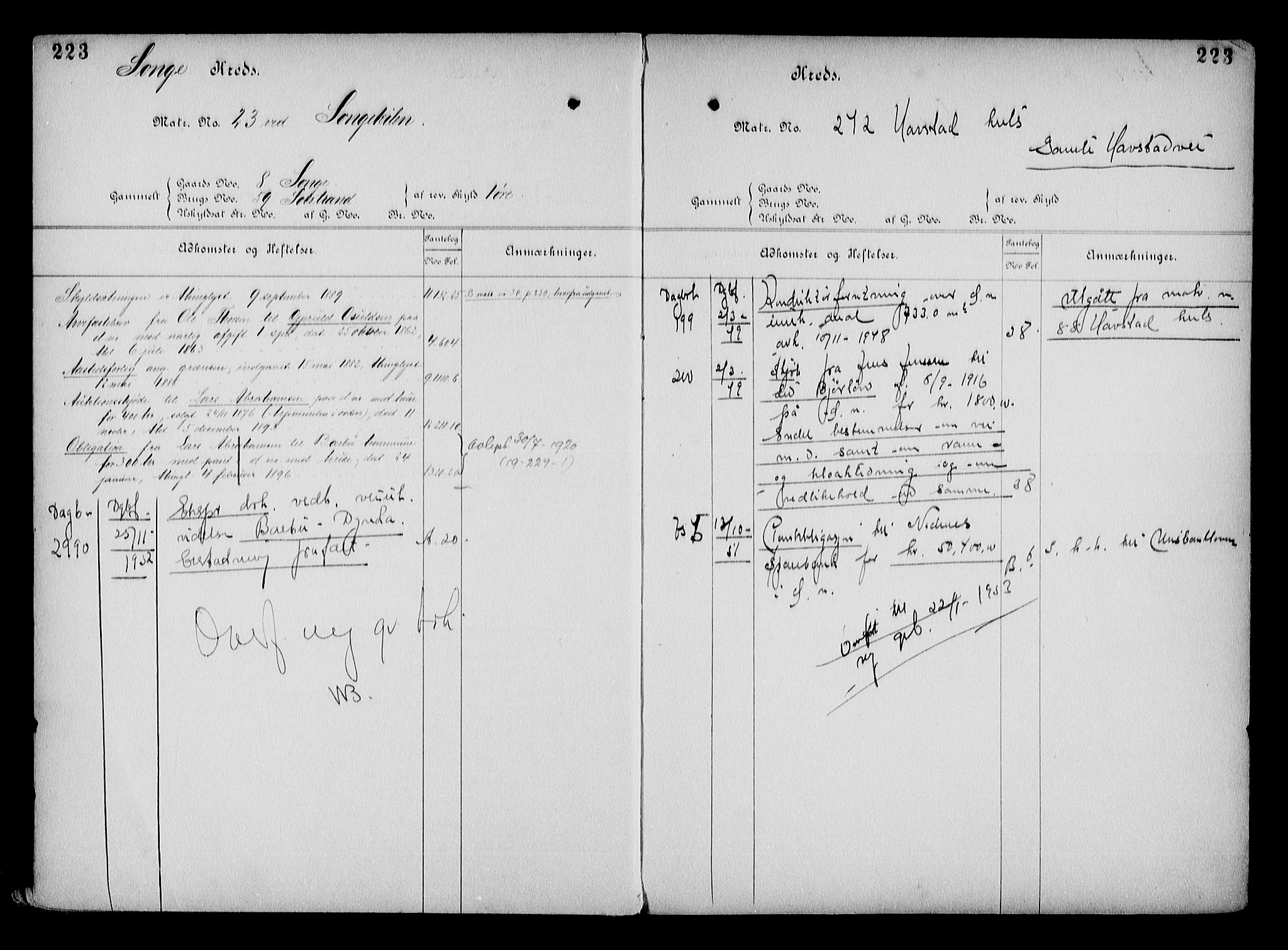 Arendal byfogd, AV/SAK-1222-0001/G/Ga/L0015: Mortgage register no. 13, 1860-1960, p. 223