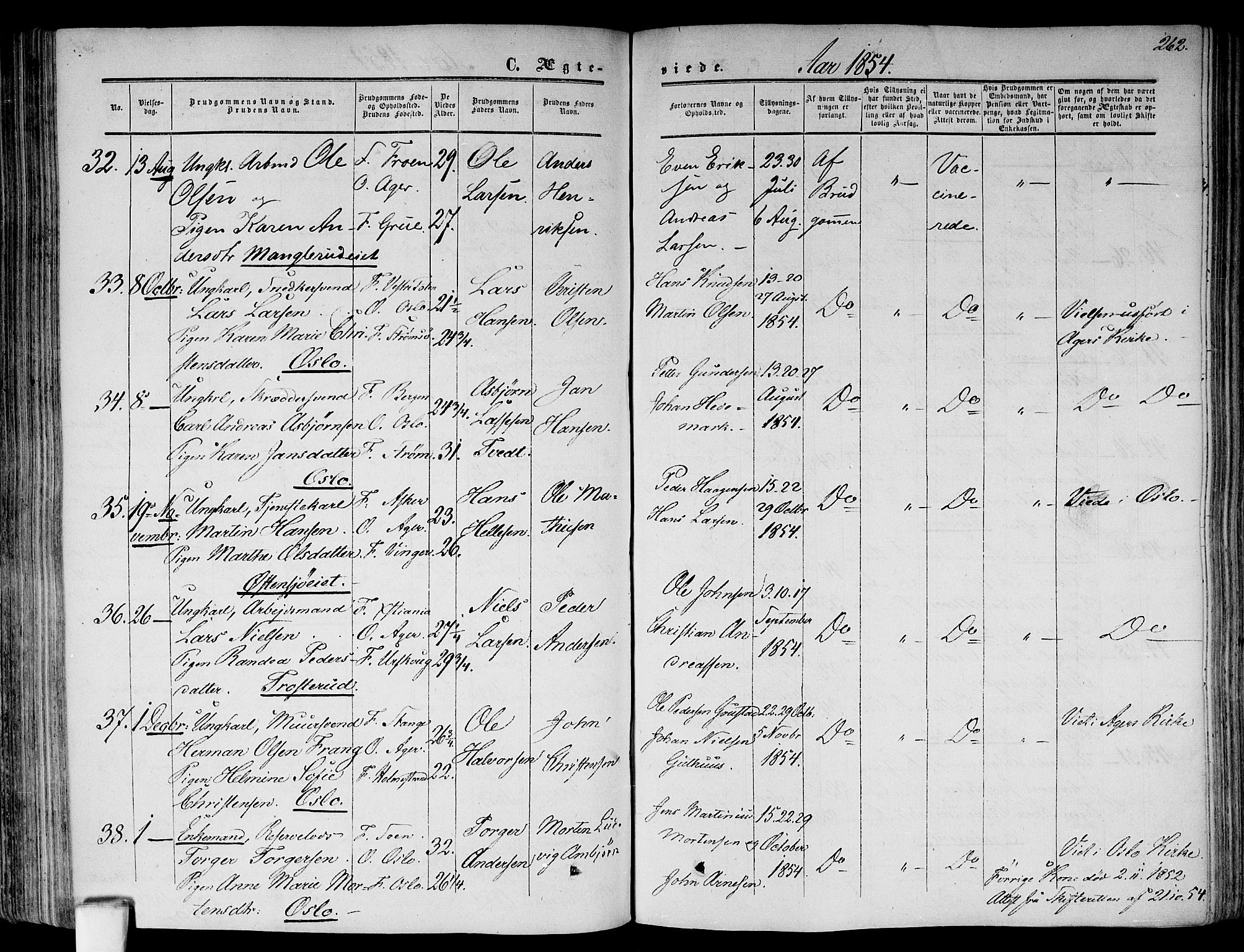 Gamlebyen prestekontor Kirkebøker, AV/SAO-A-10884/F/Fa/L0004: Parish register (official) no. 4, 1850-1857, p. 262