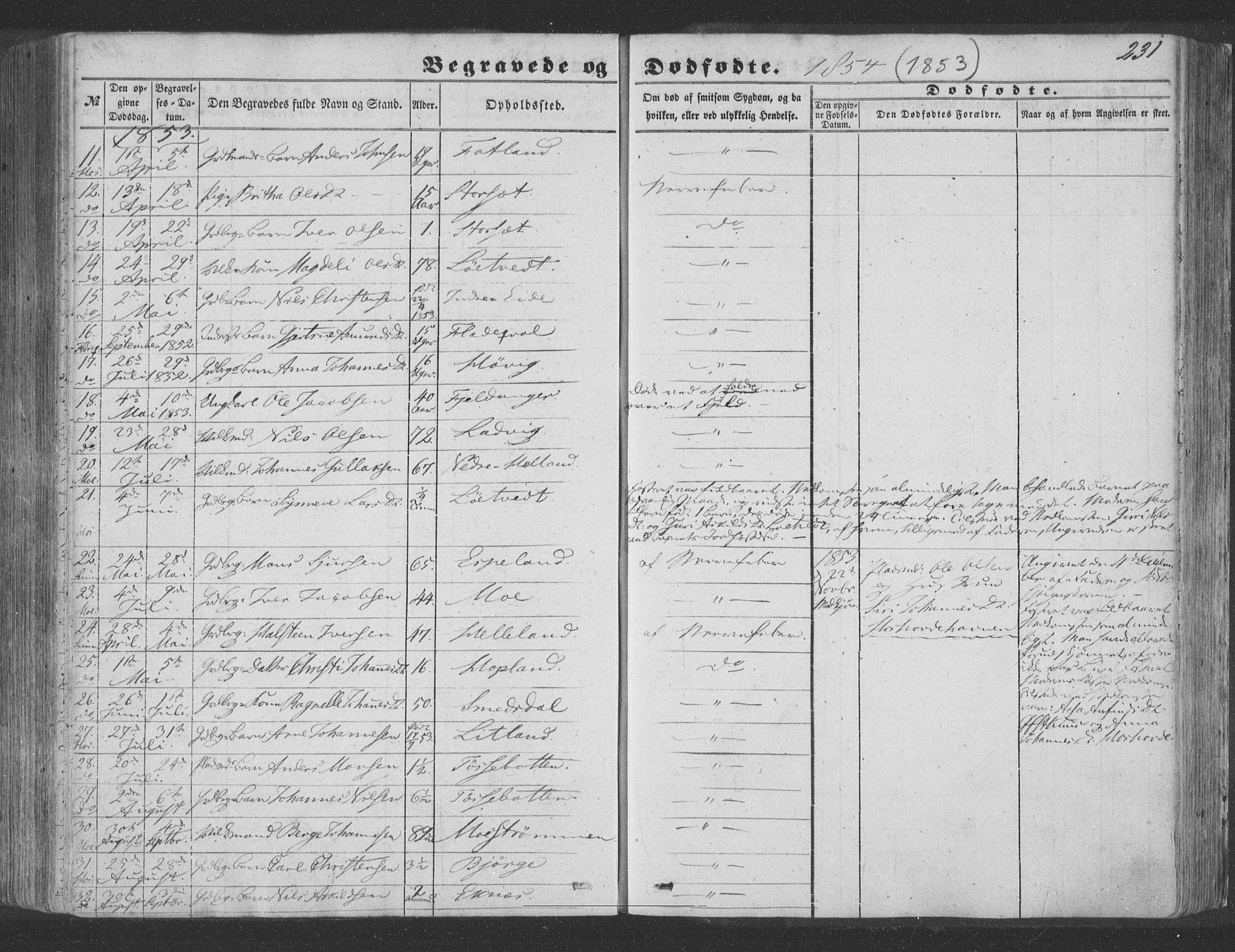 Hosanger sokneprestembete, AV/SAB-A-75801/H/Haa: Parish register (official) no. A 8, 1849-1863, p. 231