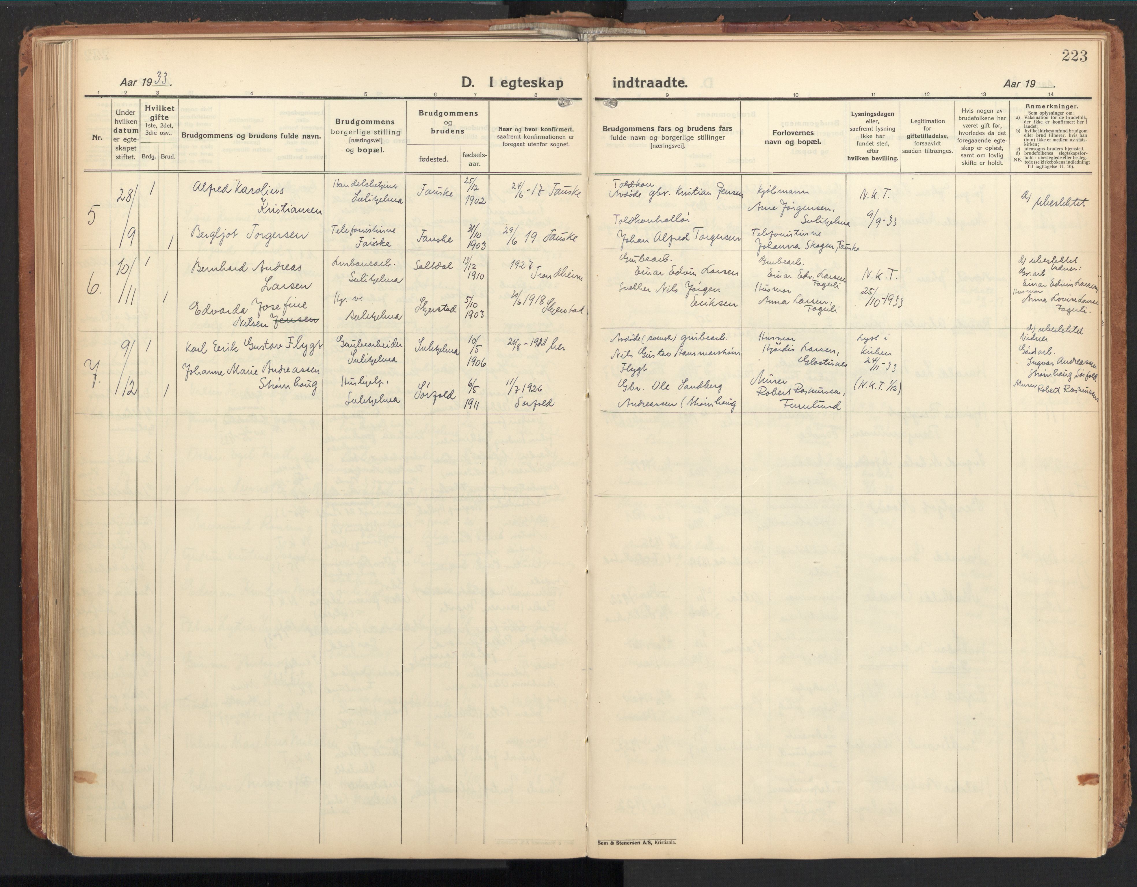 Ministerialprotokoller, klokkerbøker og fødselsregistre - Nordland, AV/SAT-A-1459/850/L0716: Curate's parish register no. 850B06, 1924-1938, p. 223