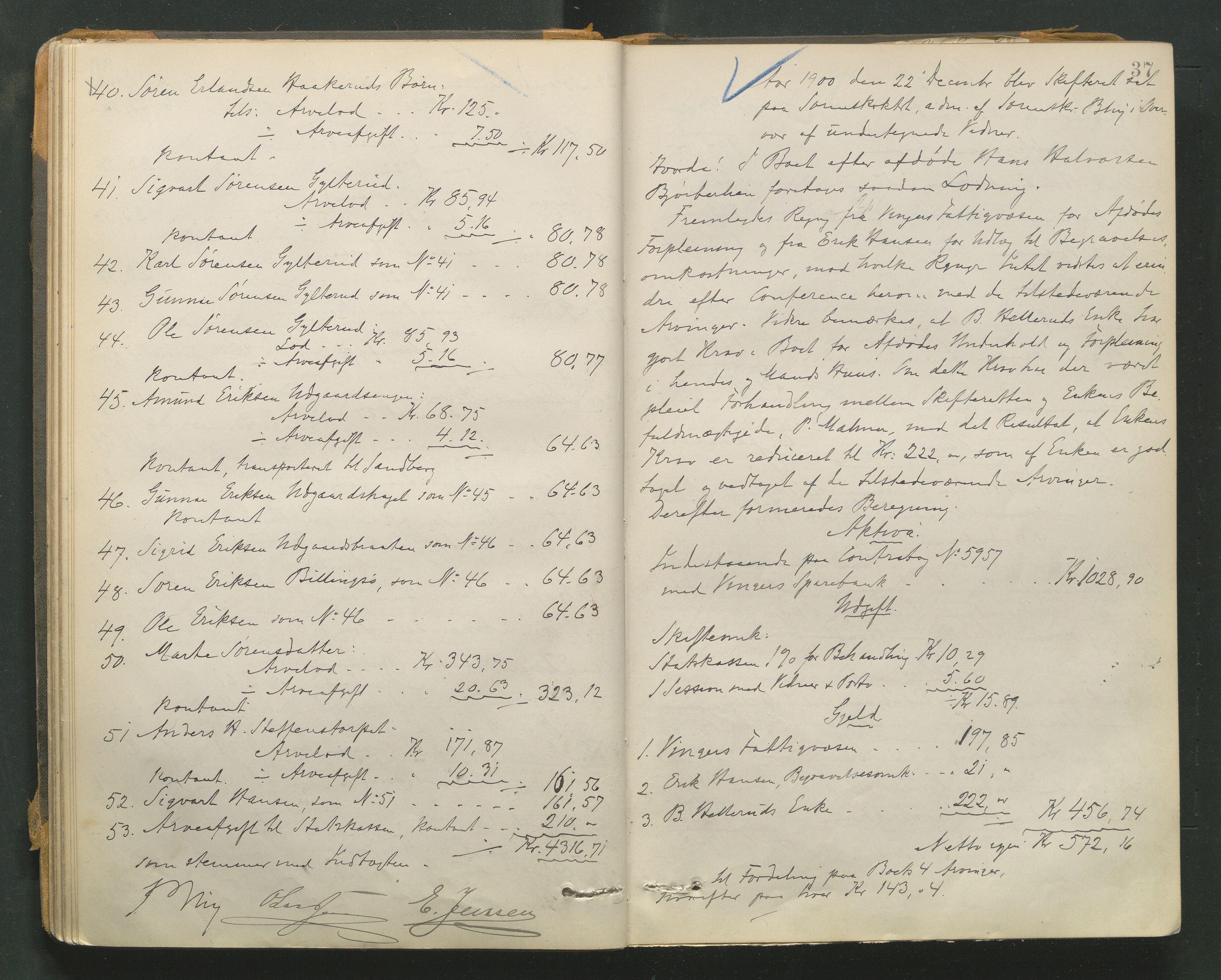 Vinger og Odal sorenskriveri, AV/SAH-TING-022/J/Jc/Jcb/L0006: Skifteutlodningsprotokoll - Vinger og Eidskog, 1895-1928, p. 36b-37a