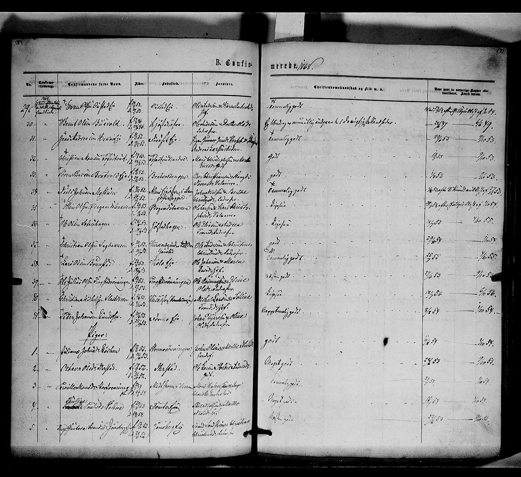 Romedal prestekontor, AV/SAH-PREST-004/K/L0005: Parish register (official) no. 5, 1862-1874, p. 171