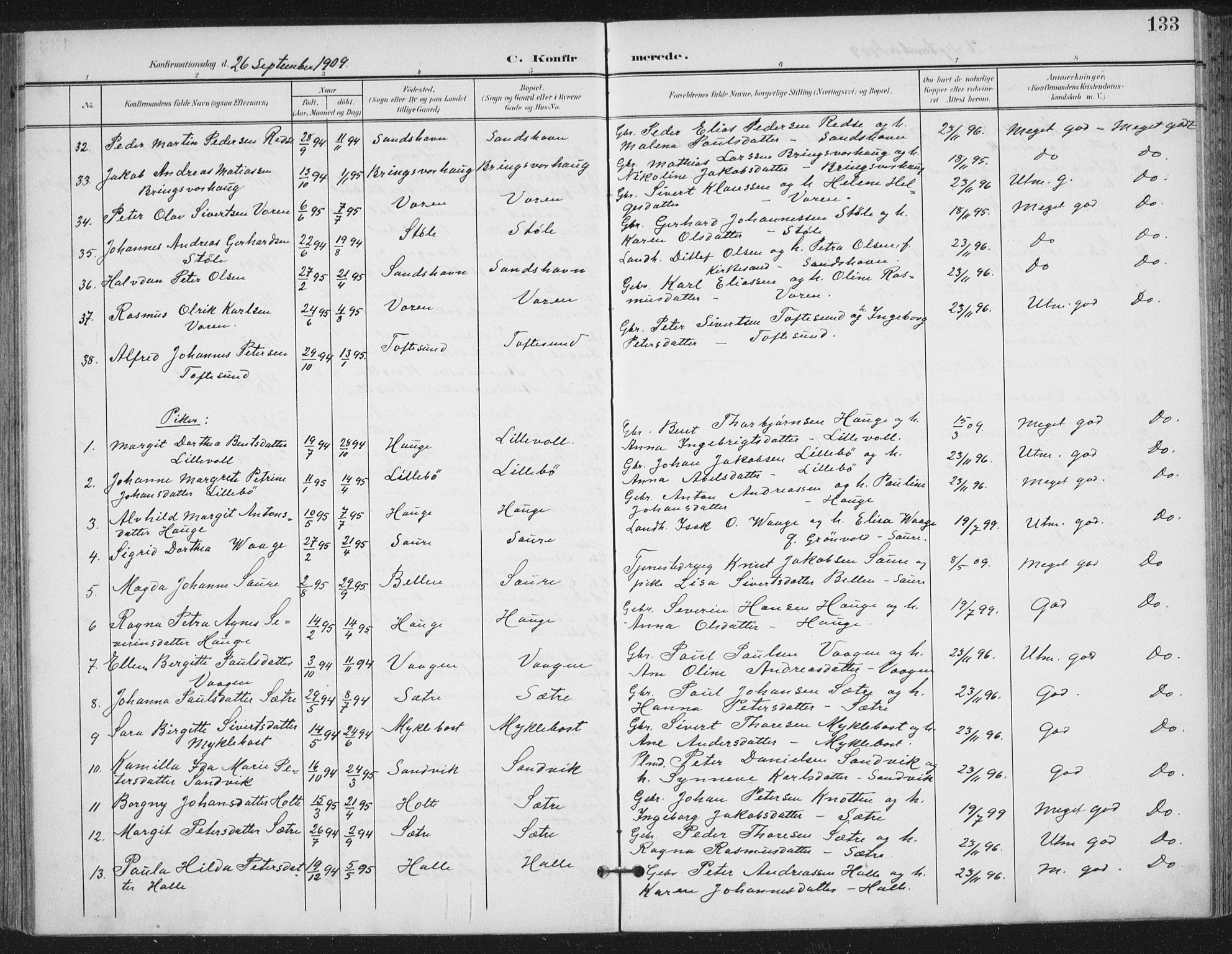 Ministerialprotokoller, klokkerbøker og fødselsregistre - Møre og Romsdal, SAT/A-1454/503/L0038: Parish register (official) no. 503A06, 1901-1917, p. 133