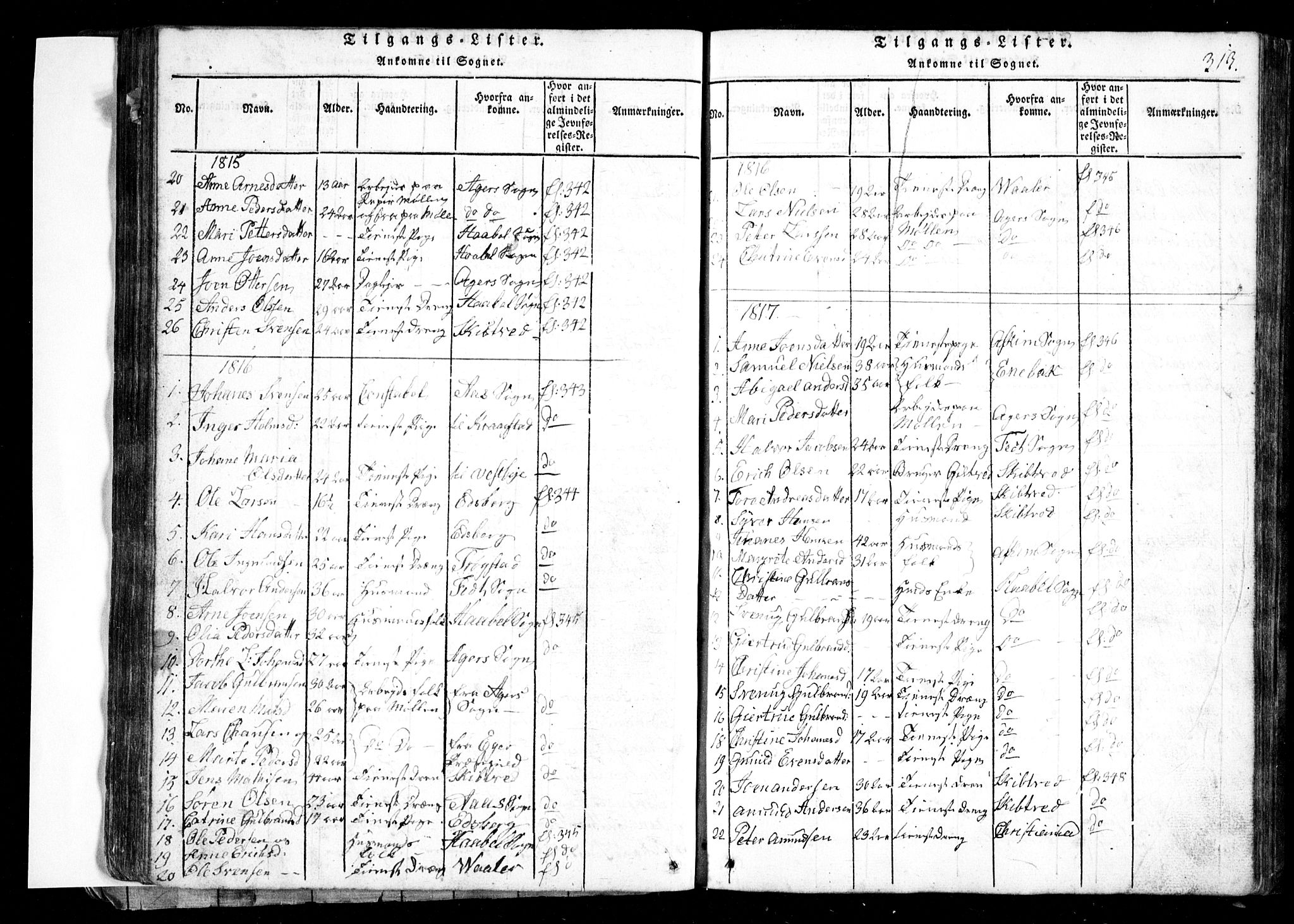 Spydeberg prestekontor Kirkebøker, SAO/A-10924/G/Ga/L0001: Parish register (copy) no. I 1, 1814-1868, p. 313