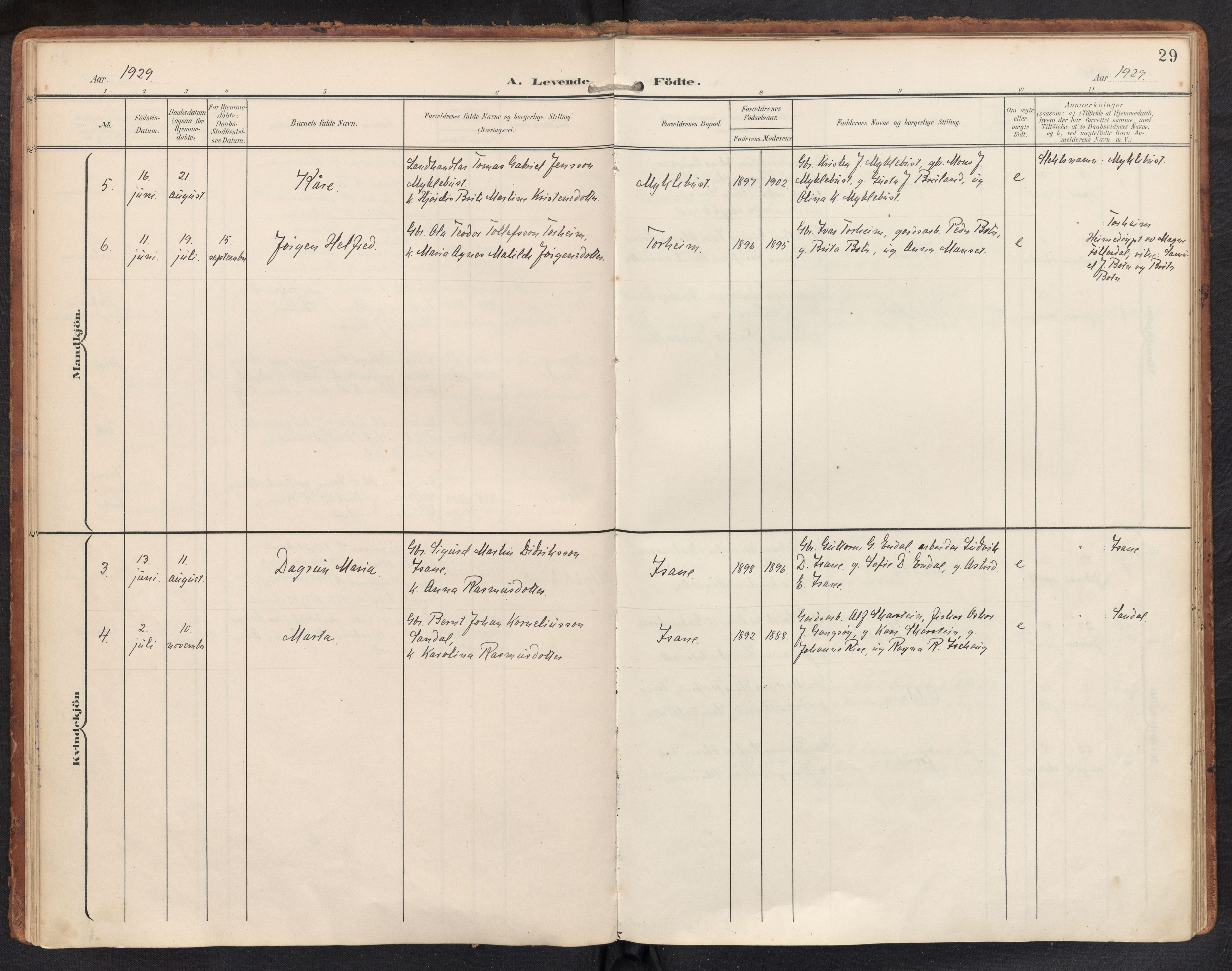 Davik sokneprestembete, SAB/A-79701/H/Haa/Haae/L0002: Parish register (official) no. E 2, 1901-1937, p. 28b-29a