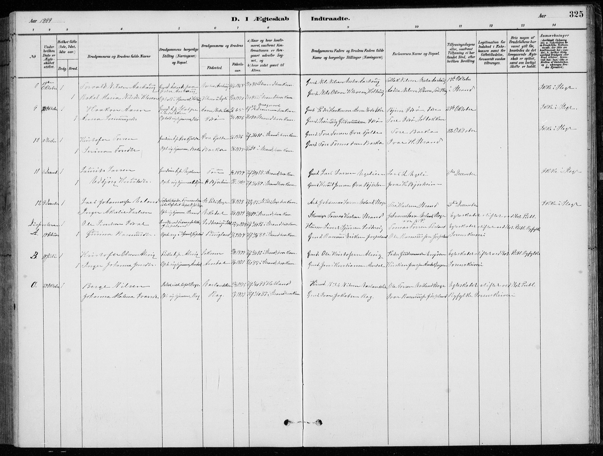 Strand sokneprestkontor, SAST/A-101828/H/Ha/Hab/L0004: Parish register (copy) no. B 4, 1878-1903, p. 325