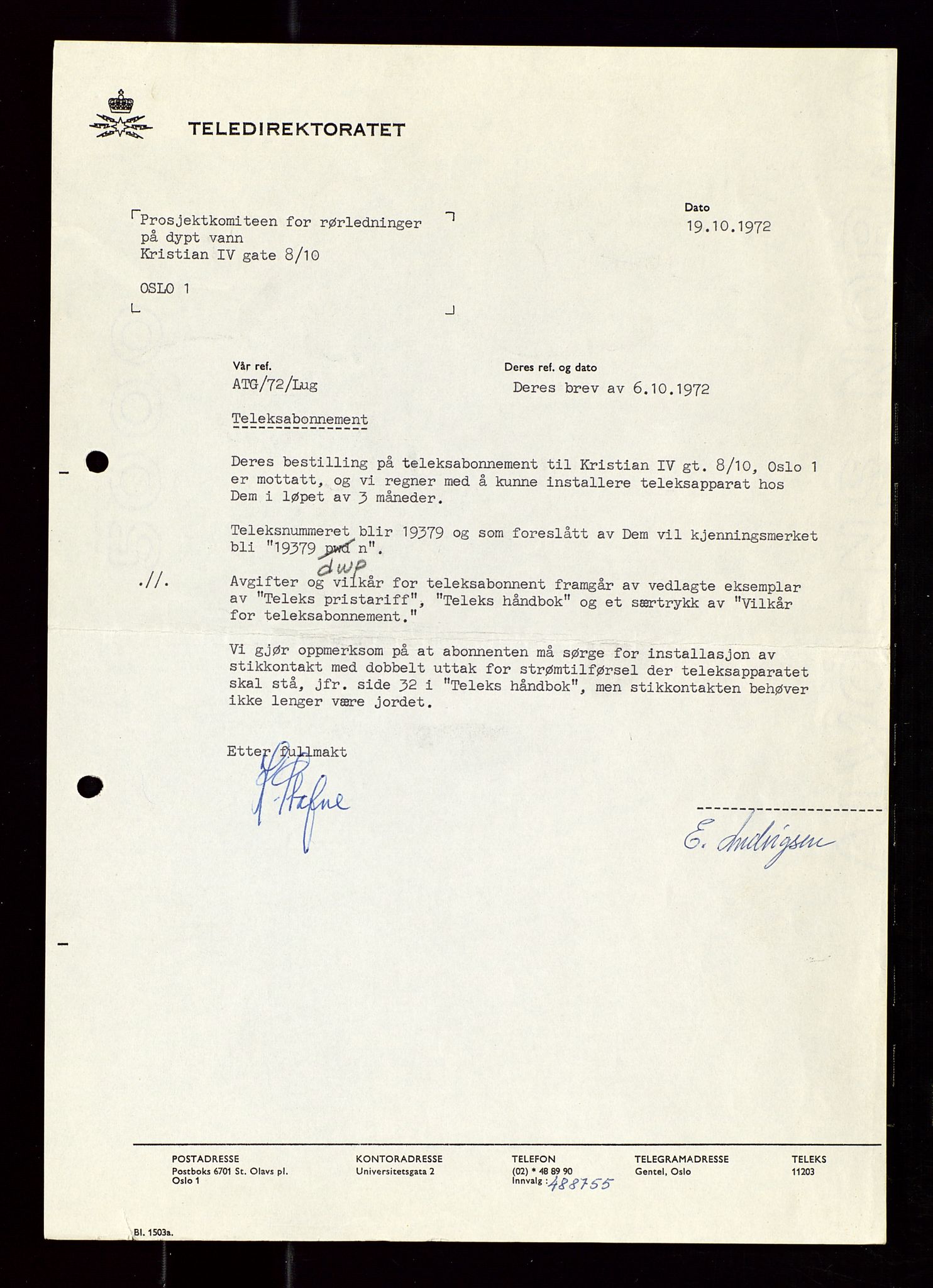 Industridepartementet, Oljekontoret, AV/SAST-A-101348/Di/L0002: DWP, måneds- kvartals- halvårs- og årsrapporter, økonomi, personell, div., 1972-1974, p. 590