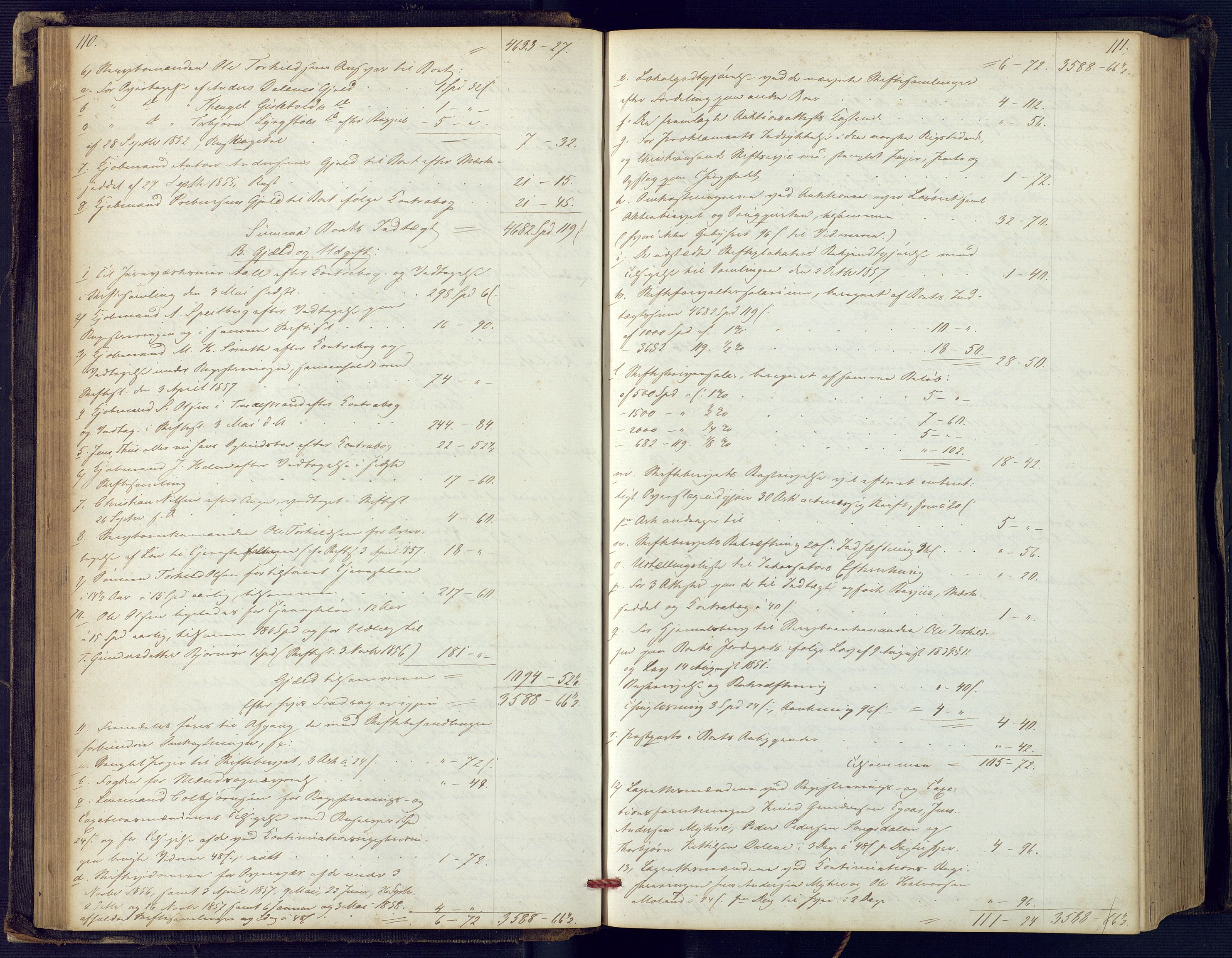 Holt sorenskriveri, SAK/1221-0002/H/Hc/L0029: Skifteutlodningsprotokoll nr. 4 med løst register, 1857-1862, p. 110-111