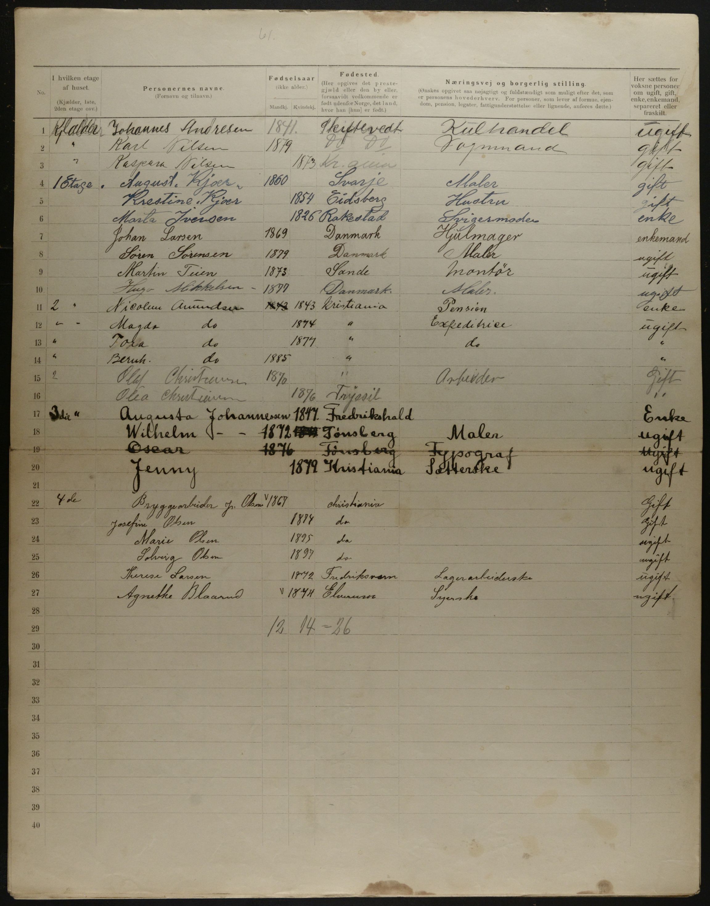 OBA, Municipal Census 1901 for Kristiania, 1901, p. 18994