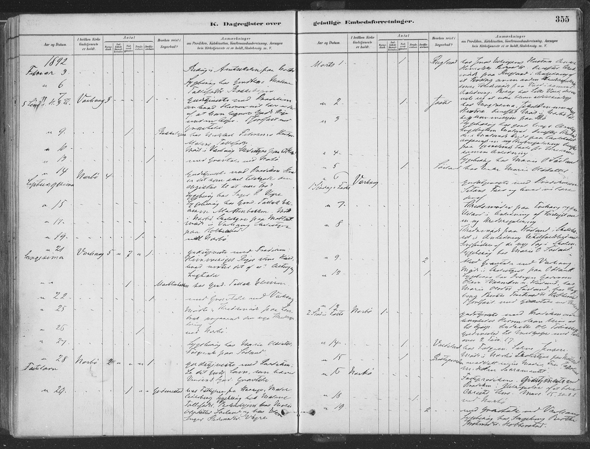 Hå sokneprestkontor, SAST/A-101801/001/30BA/L0010: Parish register (official) no. A 9, 1879-1896, p. 355