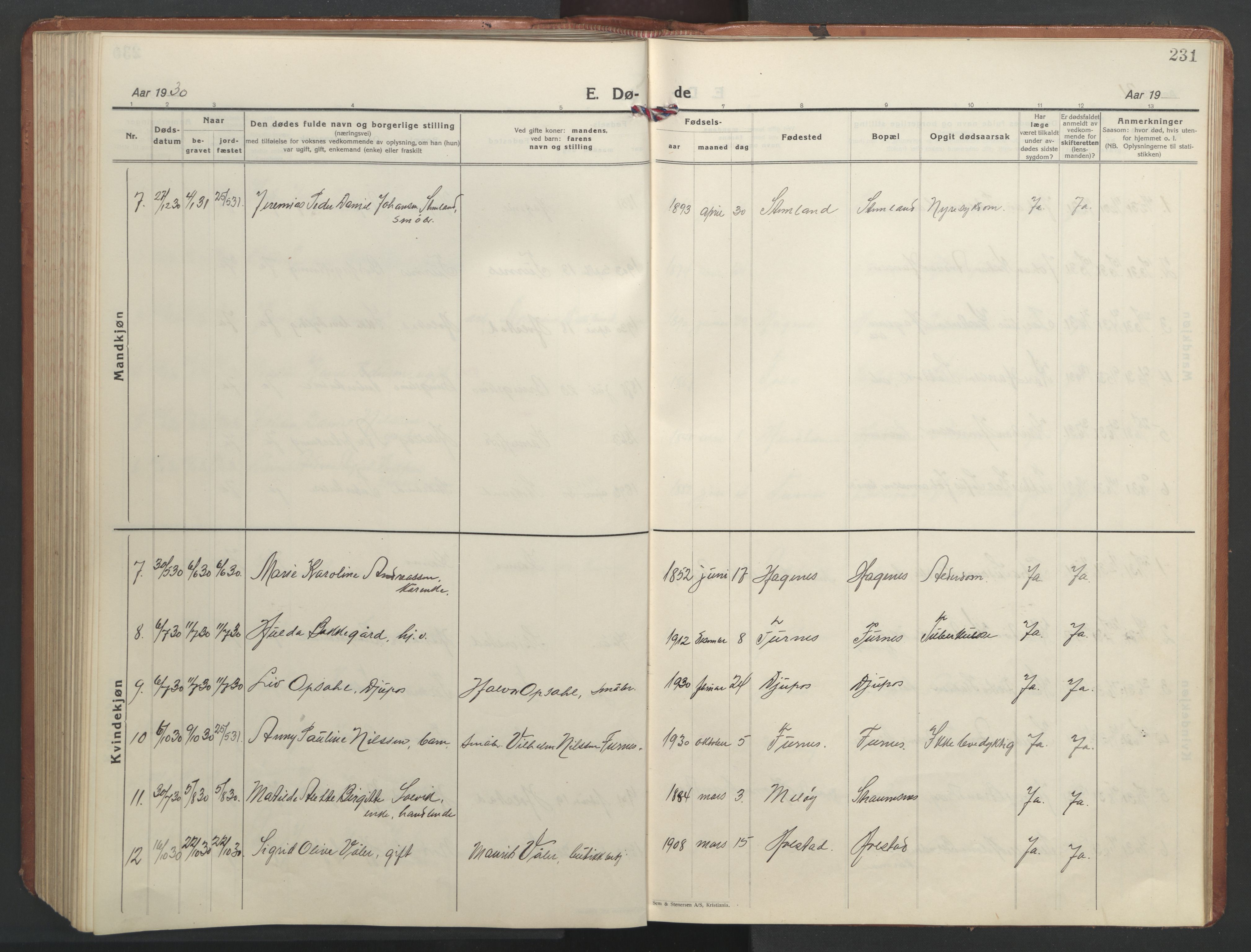 Ministerialprotokoller, klokkerbøker og fødselsregistre - Nordland, AV/SAT-A-1459/851/L0727: Parish register (copy) no. 851C02, 1925-1948, p. 231