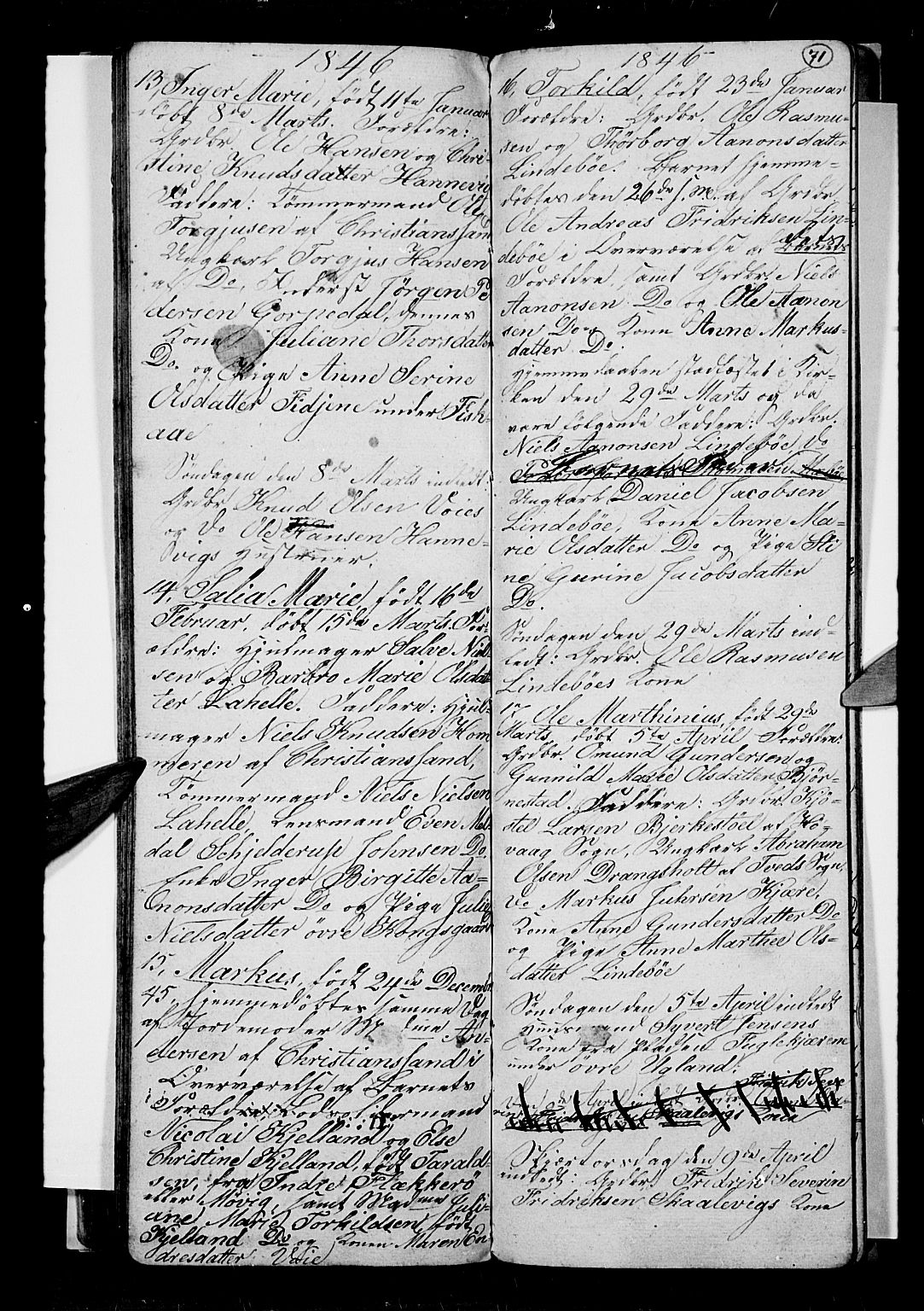 Oddernes sokneprestkontor, AV/SAK-1111-0033/F/Fb/Fba/L0004: Parish register (copy) no. B 4, 1837-1846, p. 71