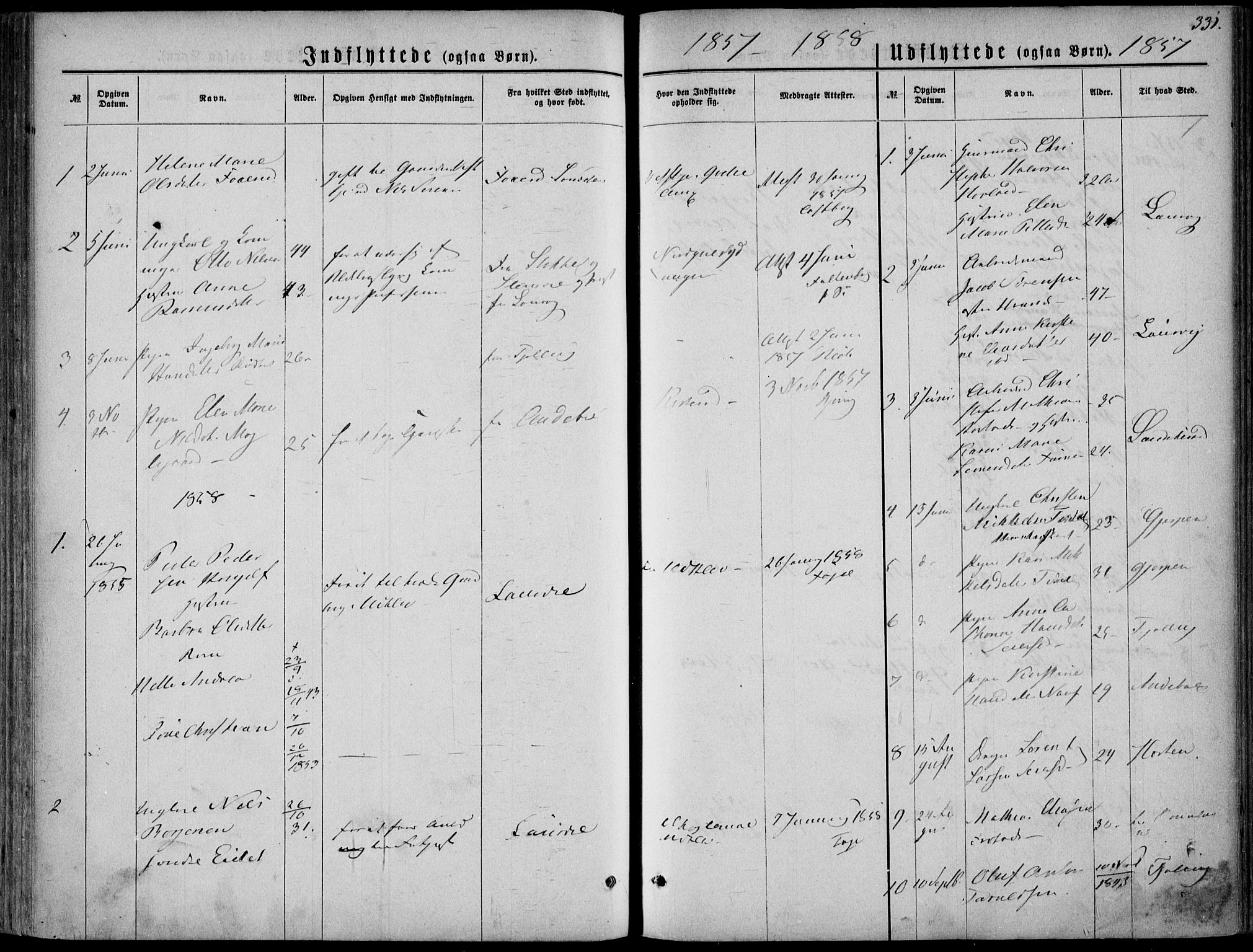 Hedrum kirkebøker, AV/SAKO-A-344/F/Fa/L0007: Parish register (official) no. I 7, 1857-1868, p. 331