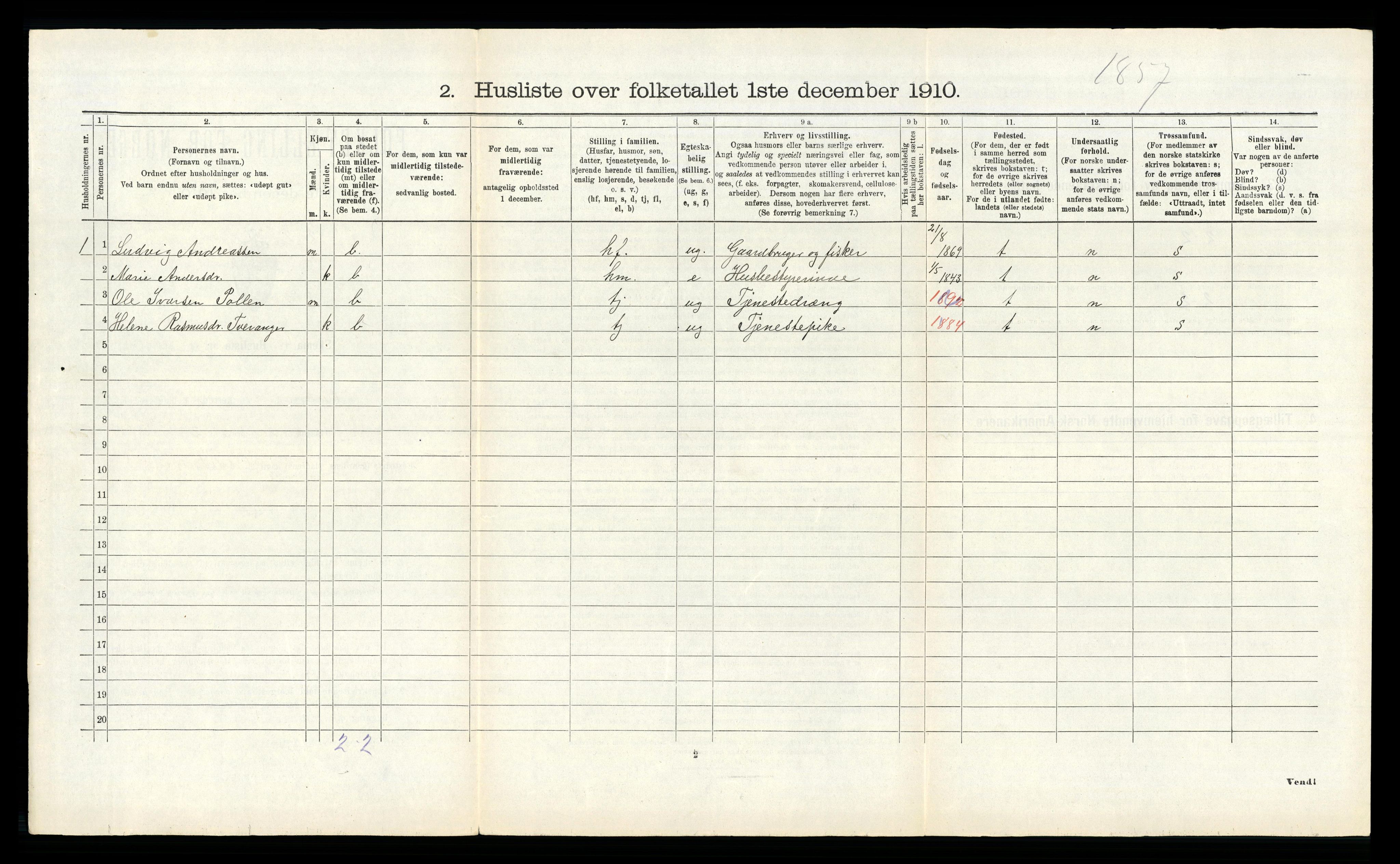 RA, 1910 census for Solund, 1910, p. 318