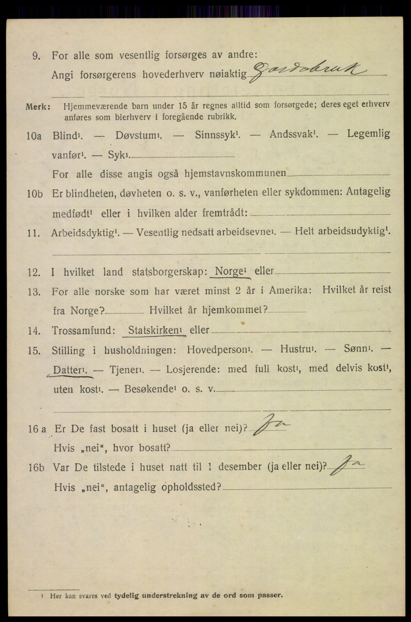 SAH, 1920 census for Lesja, 1920, p. 1053