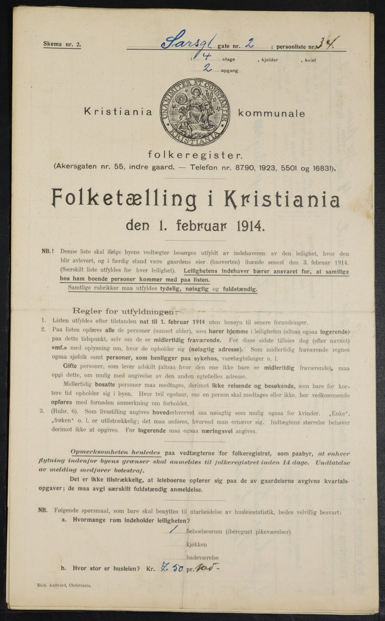 OBA, Municipal Census 1914 for Kristiania, 1914, p. 89068