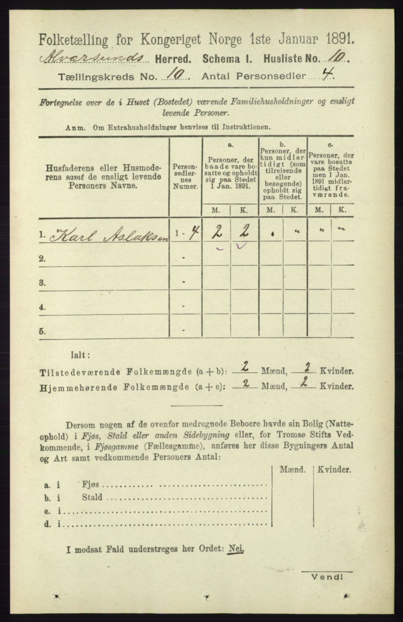 RA, 1891 census for 1257 Alversund, 1891, p. 3438