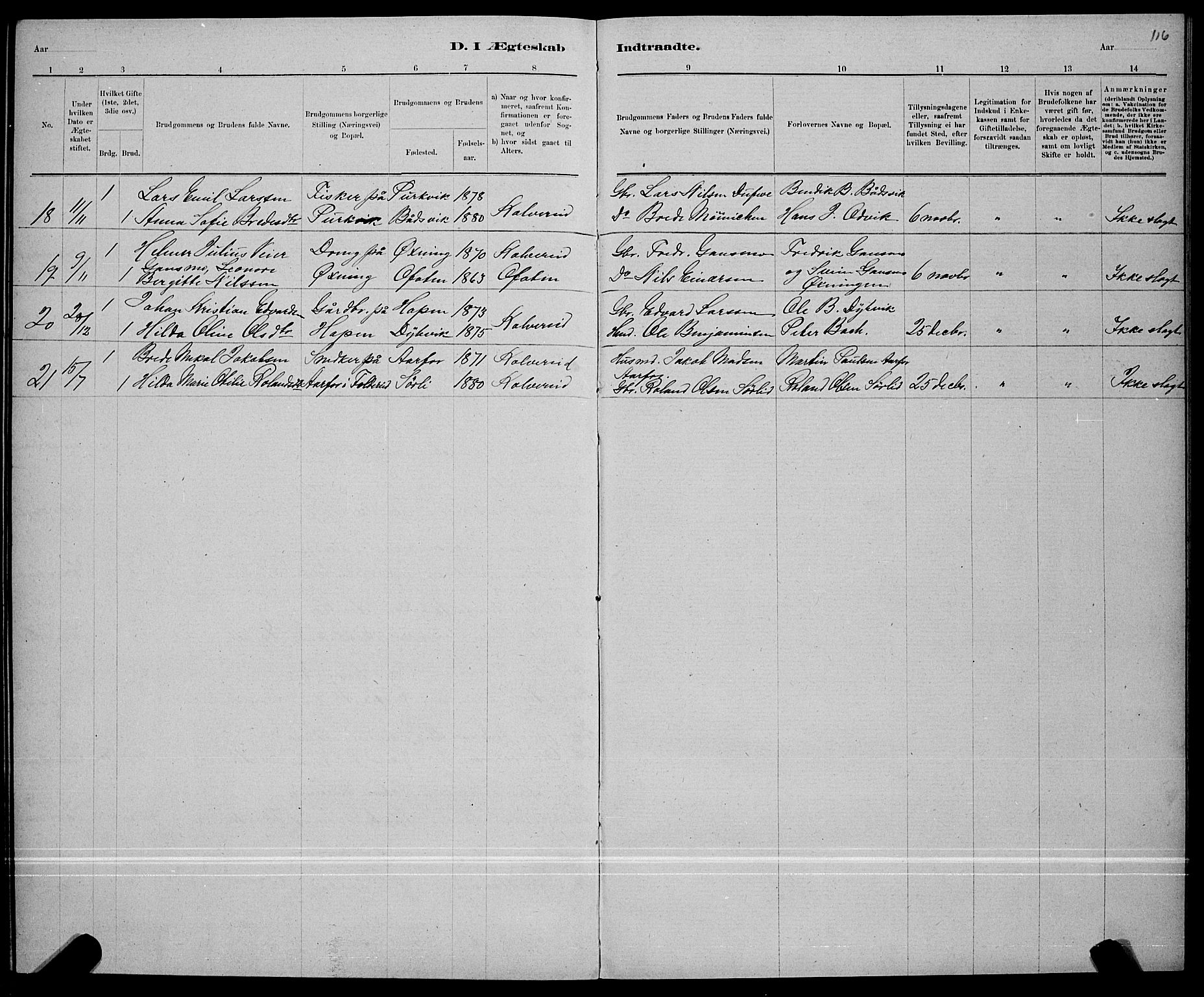 Ministerialprotokoller, klokkerbøker og fødselsregistre - Nord-Trøndelag, AV/SAT-A-1458/780/L0651: Parish register (copy) no. 780C03, 1884-1898, p. 116