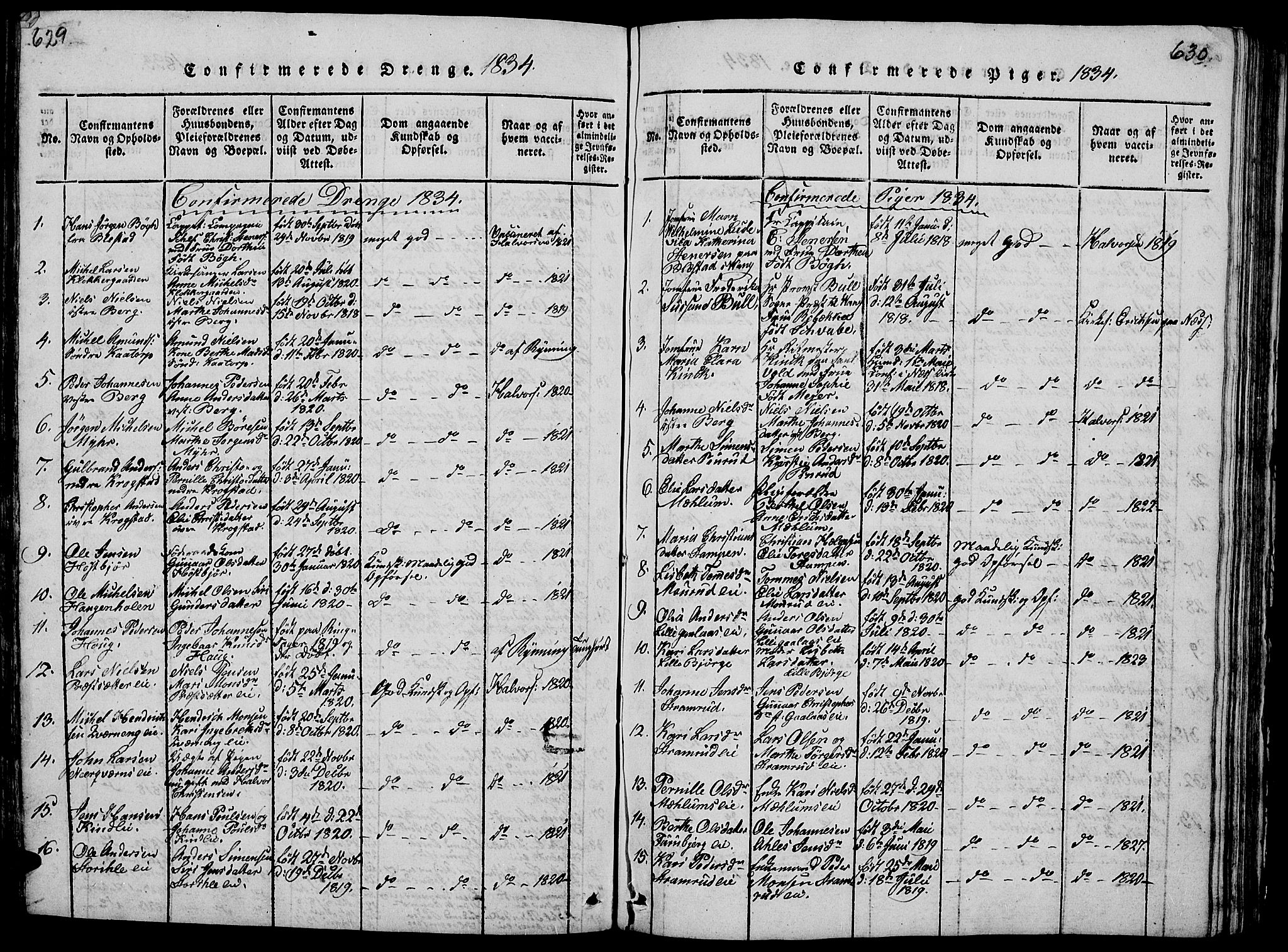 Vang prestekontor, Hedmark, AV/SAH-PREST-008/H/Ha/Hab/L0005: Parish register (copy) no. 5, 1815-1836, p. 629-630